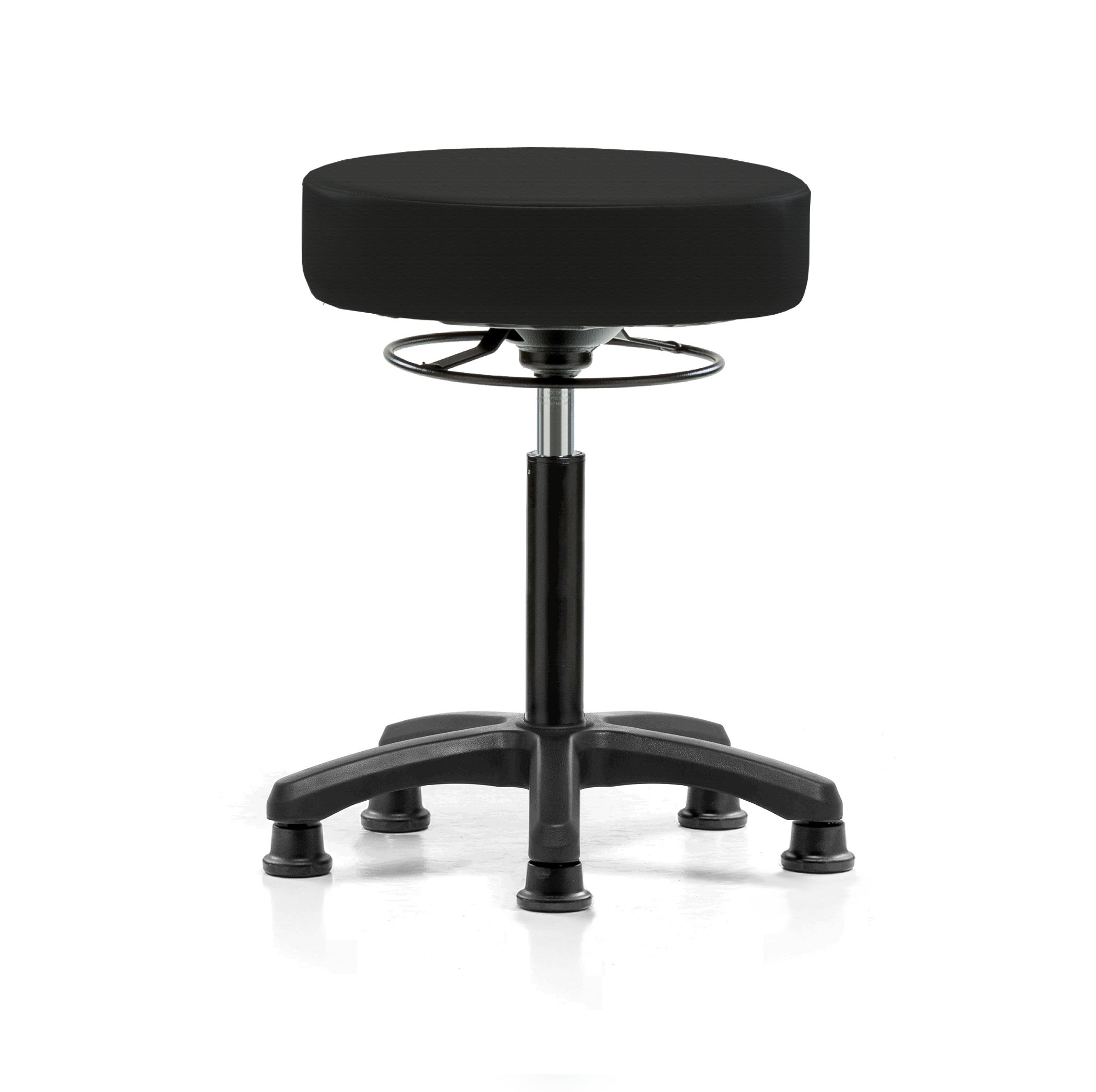 Perch Lab Stool, Glides, 20.75-27.75", Black Fabric