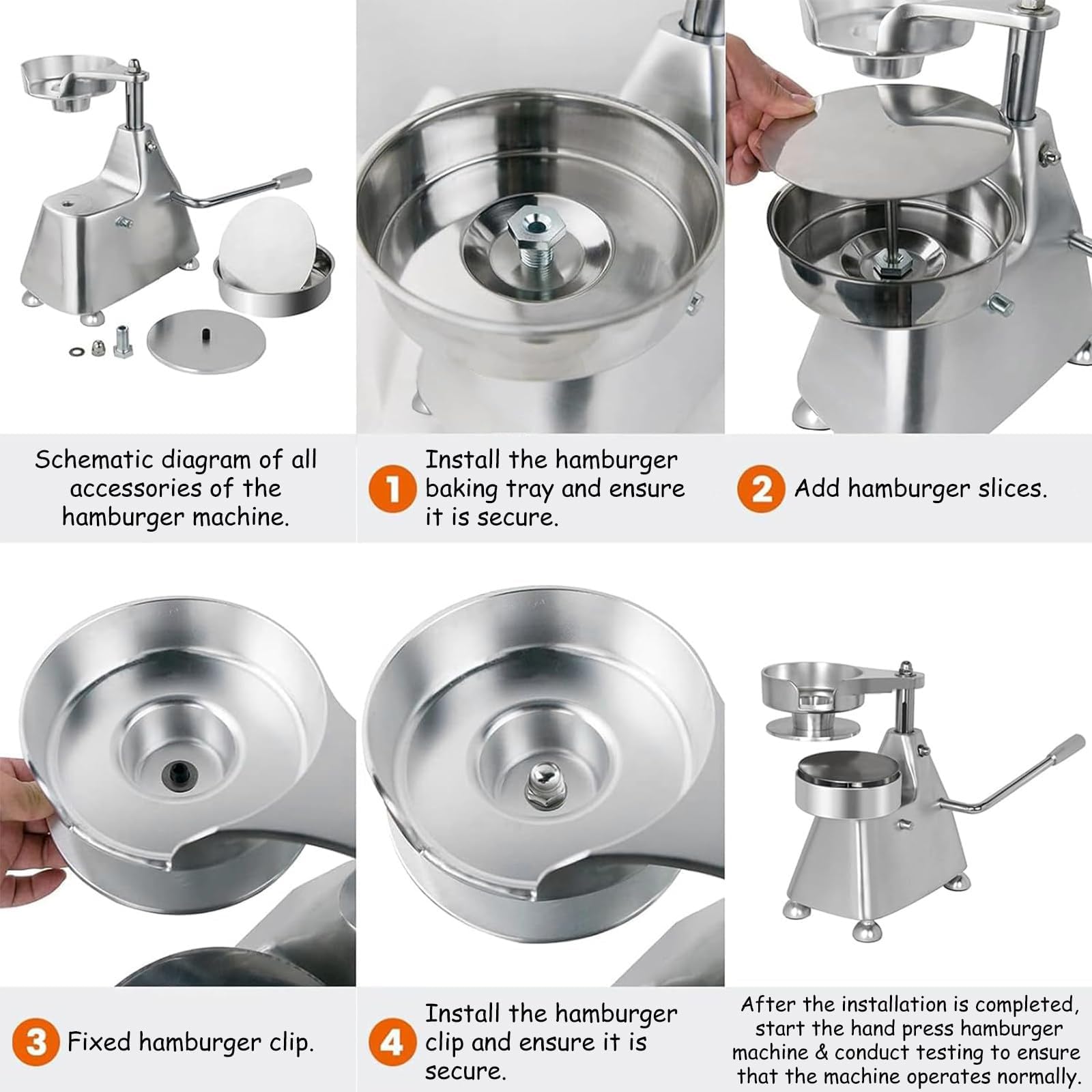 Handelsübliche Burger-Patty-Maschine, manuelle Burgerpresse für 4/5/15,2 cm Patties, robuste Burgerpresse für Grill, gefüllte Burger, Rinderburger, 100 mm