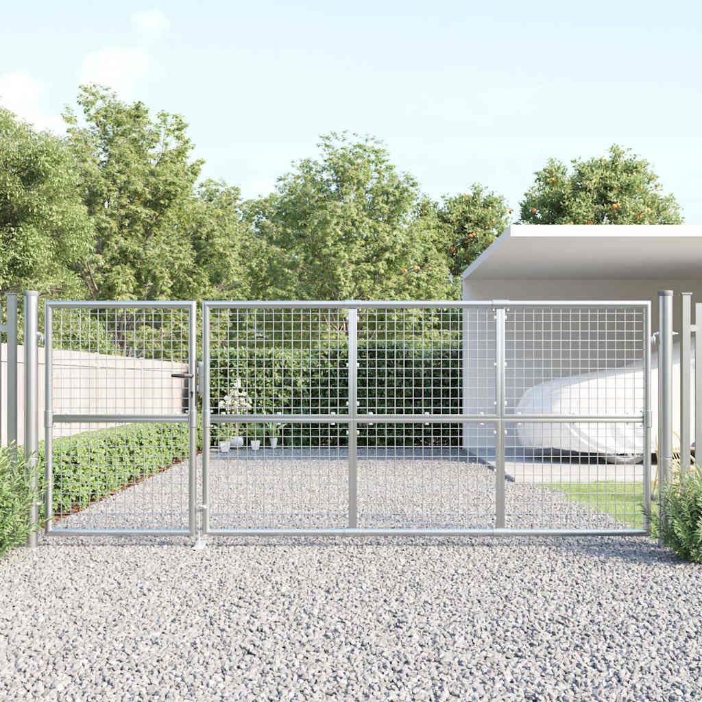 Brama ogrodowa z oczkami, srebrna, 350 x 125 cm, stal ocynkowana
