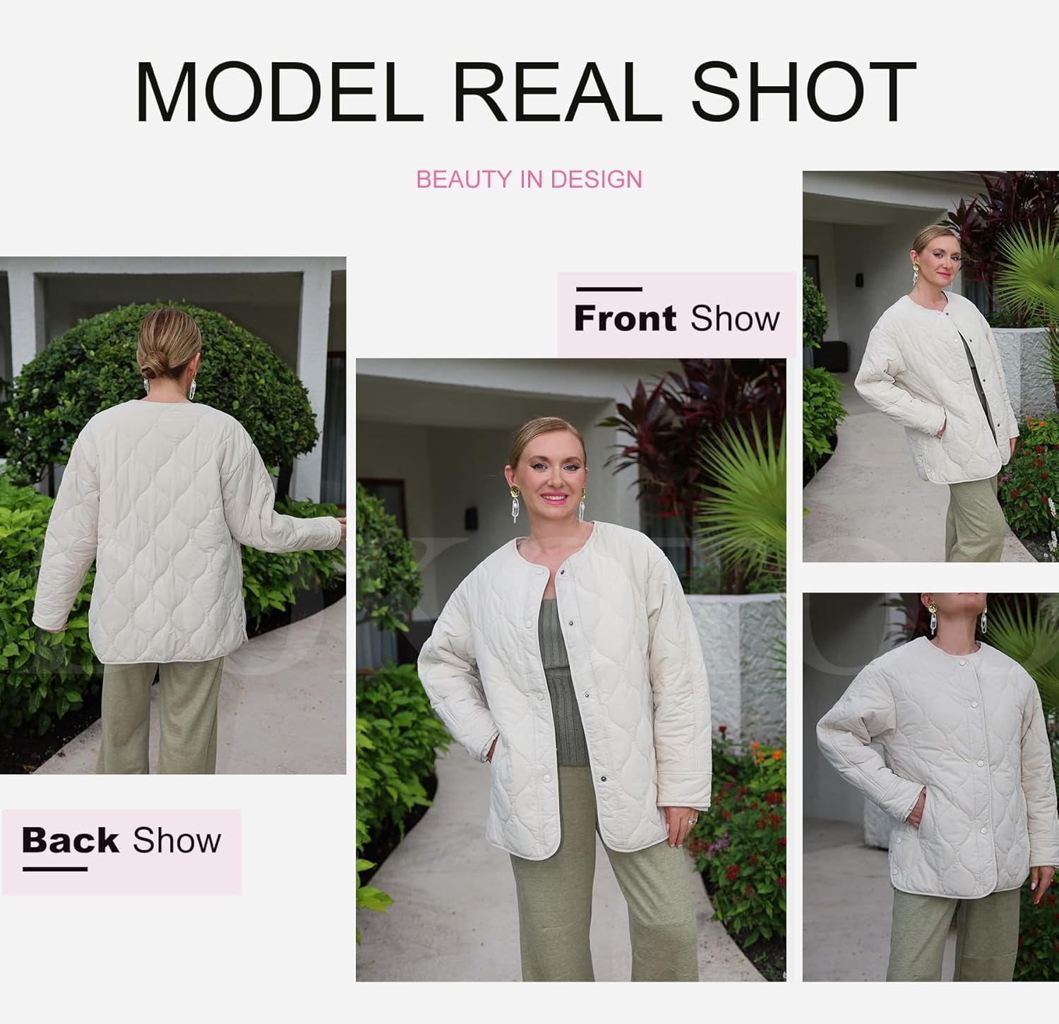 Dokotoo Womens Quilted Lightweight Jackets Button Down Puffer Jacket Coats Padded Outwear with Pockets - Image 4