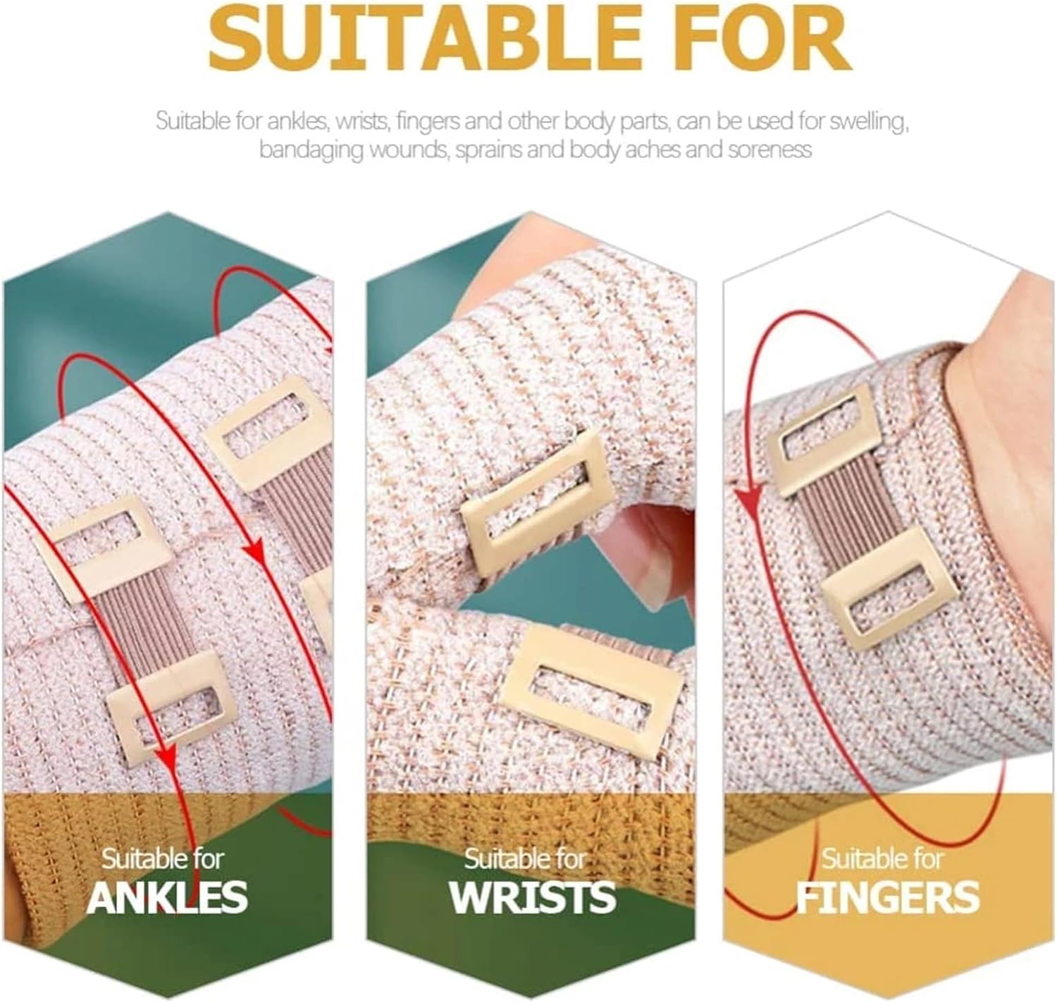 Bandage Clips 50pcs Elastic Bandage Wrap with Clips Latex-Free Compression for Sports Injuries for Various Types Bandages