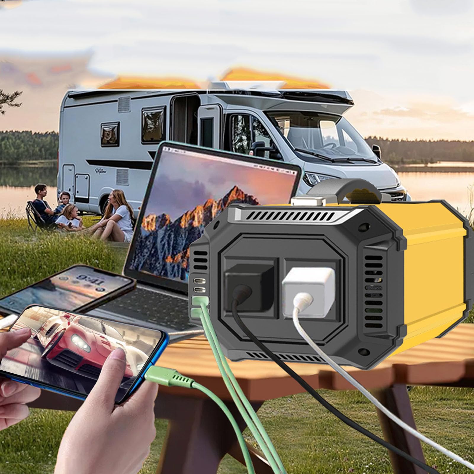 BRRNOO Falownik 1000W Czysty Sinus z Wyświetlaczem LCD, Gniazda AC i 2