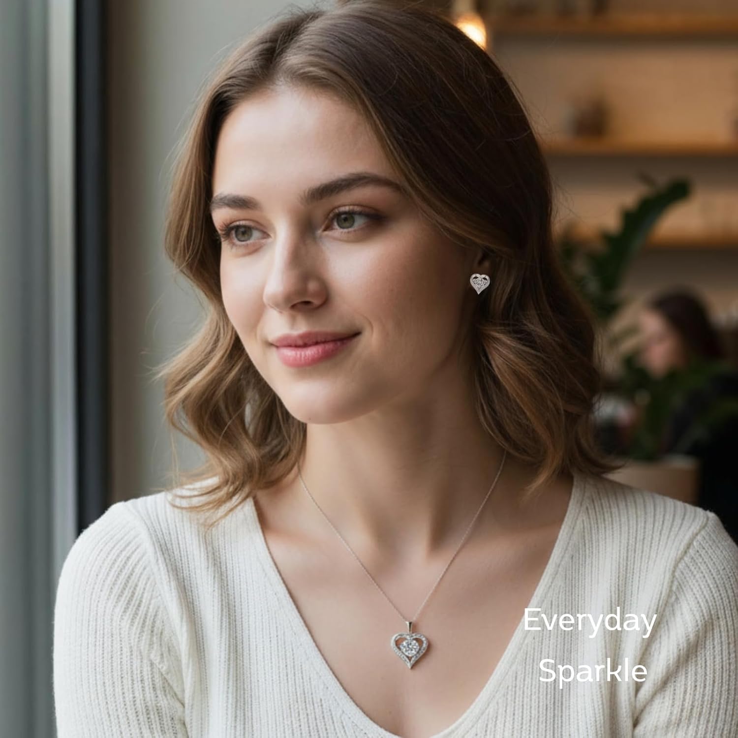 LOVE&LOVE Moissanite Heart Necklace for Women, 1CT / 2CT D Color VVS1 GRA Certified, 18K White Gold Plated 925 Sterling Silver, Engraved LOVE & LOVE, Romantic Jewelry Gift for Her - Image 6