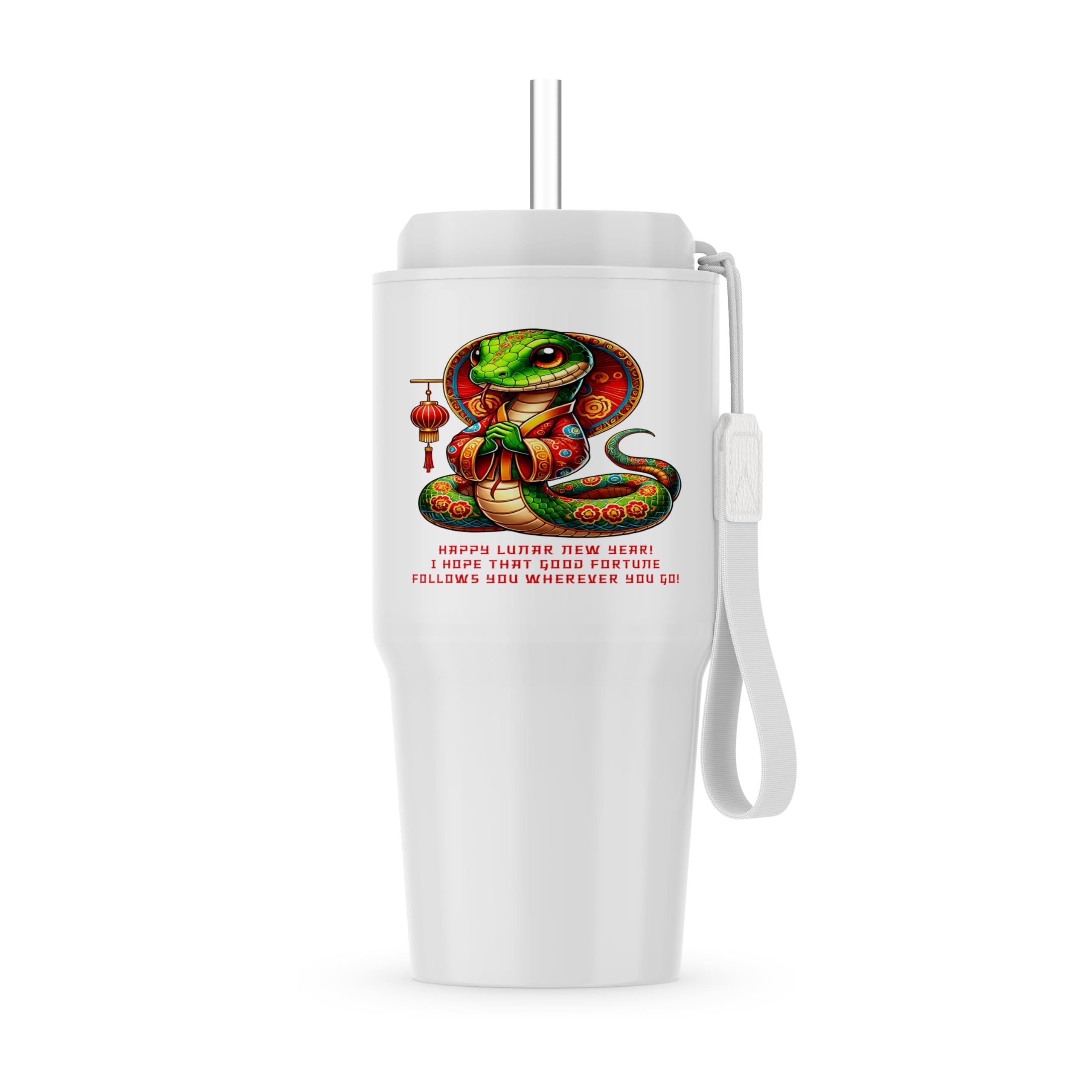 3dRose, Chinese New Year 2025 greetings from a mandarin snake. Funny gift, 20oz Tumbler