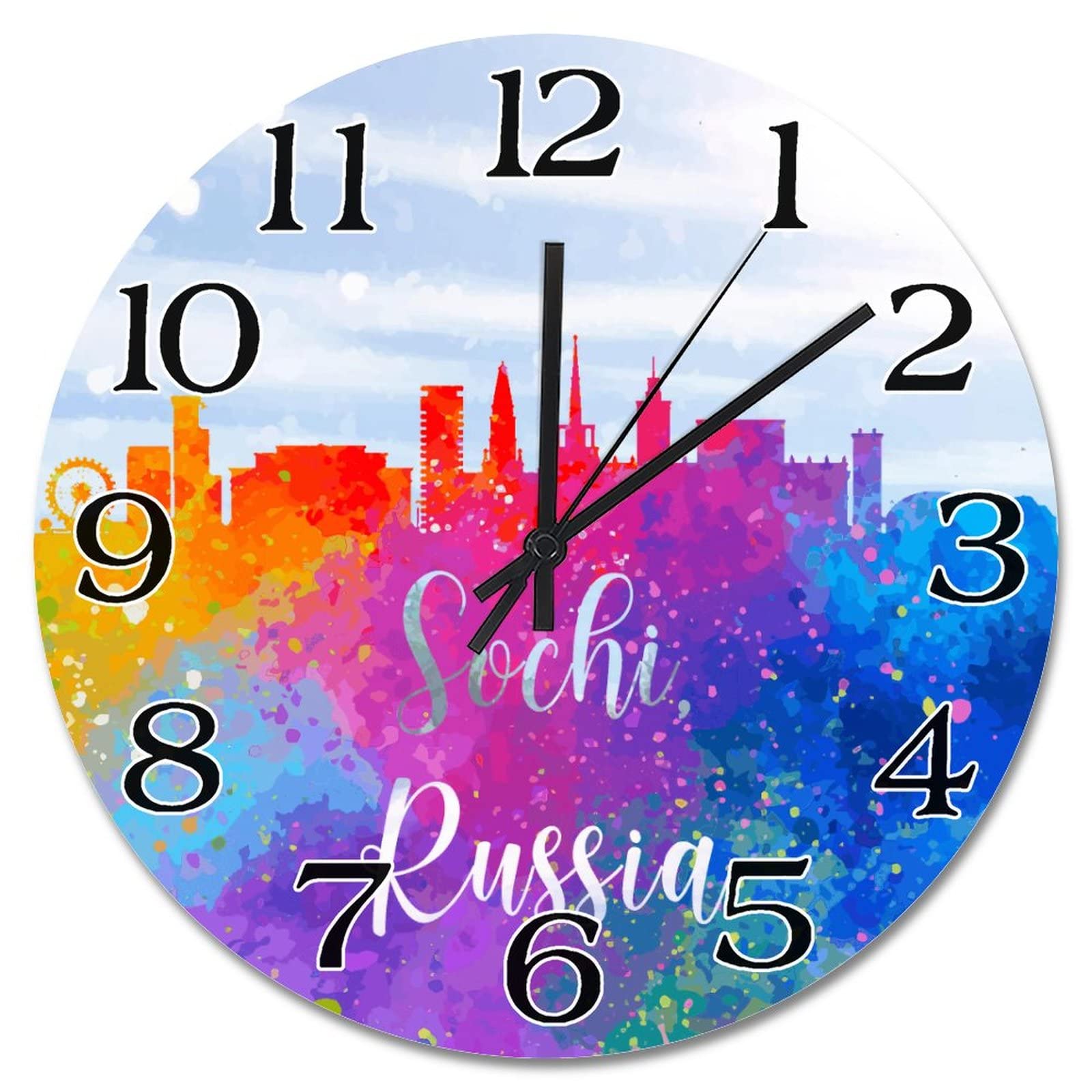 Horloge murale en bois à pile Sochi, habillage mural moderne de 38cm pour grand salon