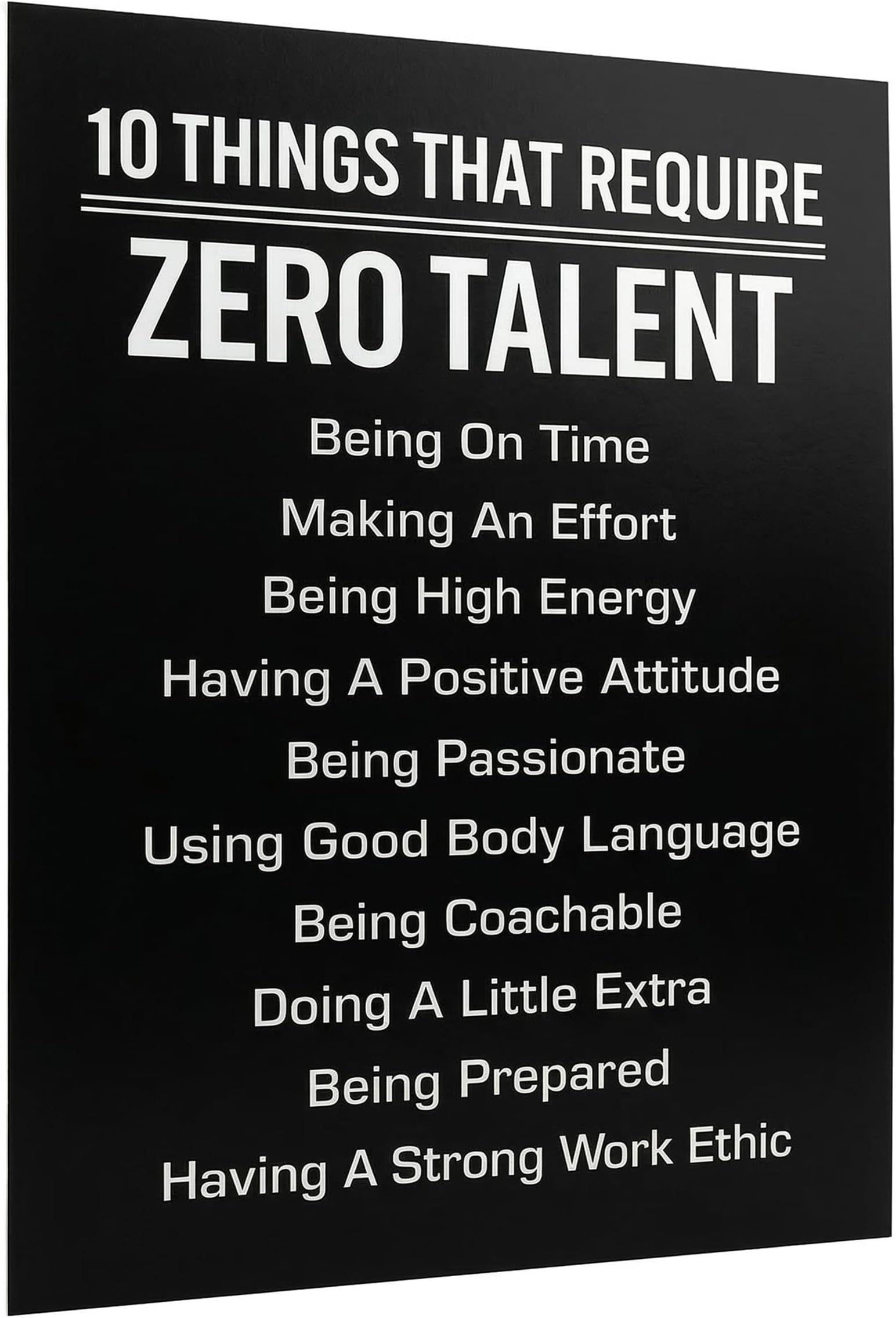 10 Things That Require Zero Talent -Motivational Wall Decor, 8x10 Inches Unframed Office Wall Art Print, Inspirational Leadership Quote Poster for Work, Gym, Classroom and Team Building