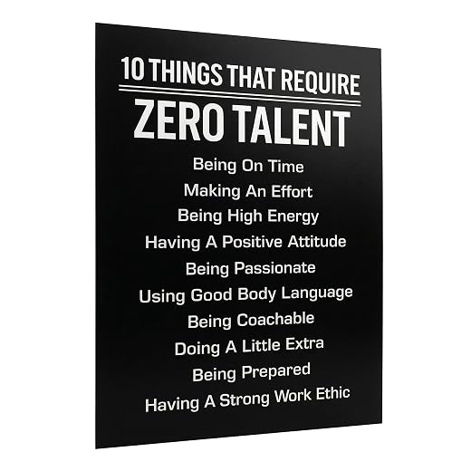 "10 Things That Require Zero Talent"- Motivational Wall Art- 8 x 10" Poster Print-Ready to Frame. Modern Decor for Home-Office-School-Gym & Locker Room. Teach Your Team & Players The Fundamentals!