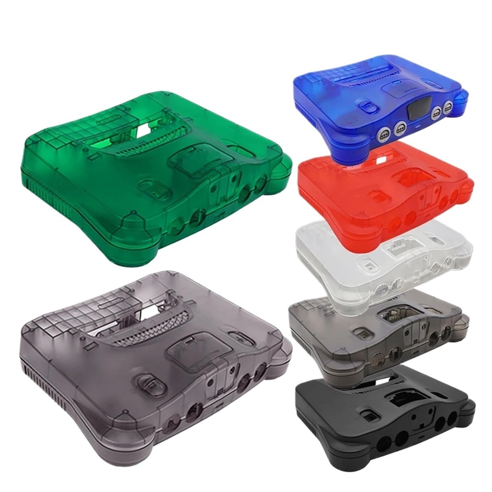 Custodia Di Ricambio Trasparente For Console For Videogiochi Retrò In 7 Colori, Custodia Traslucida, Compatibile Con Nintendo N64(TRN Black)