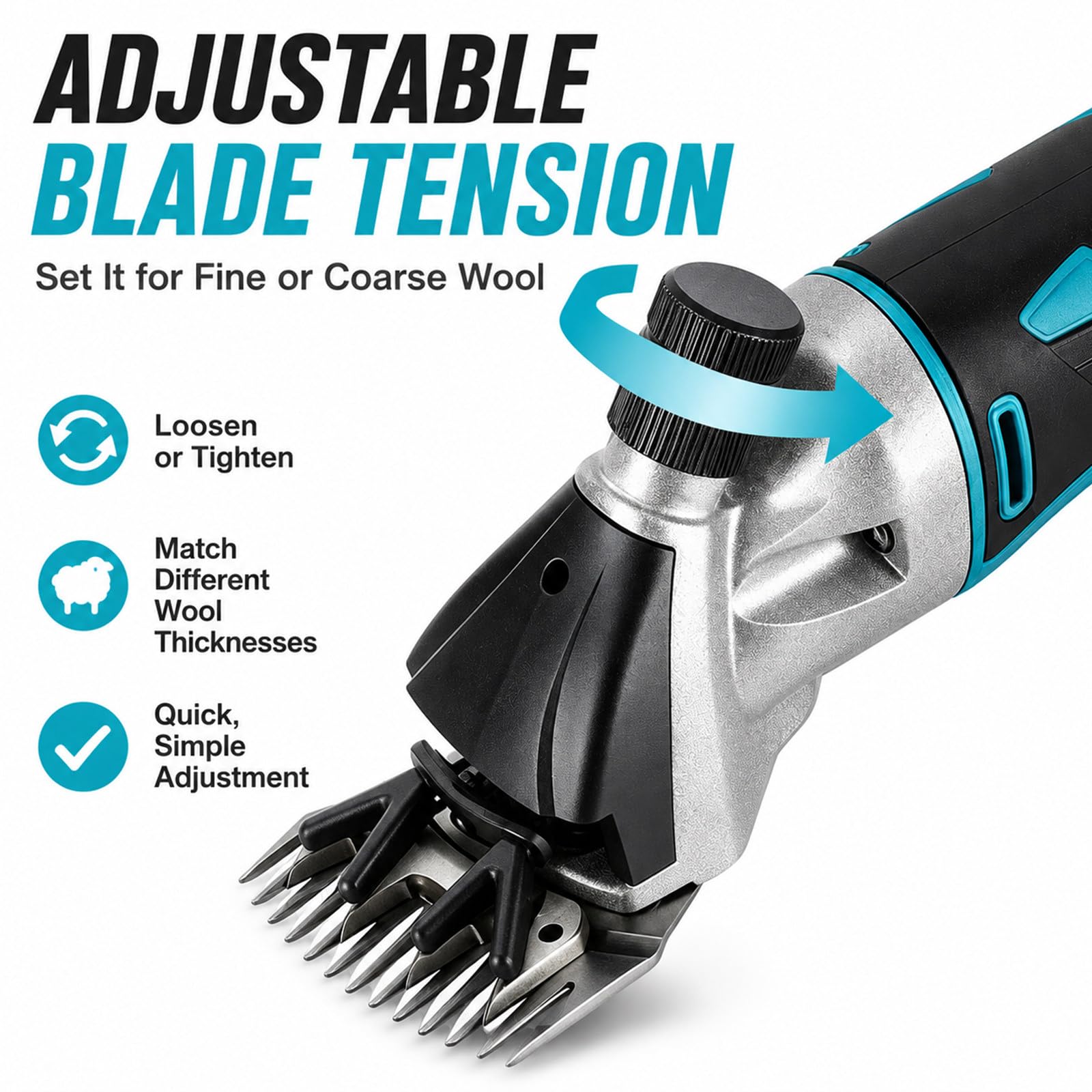Tosatrice per Pecore 2 Batterie per Allevamento 9Tooth