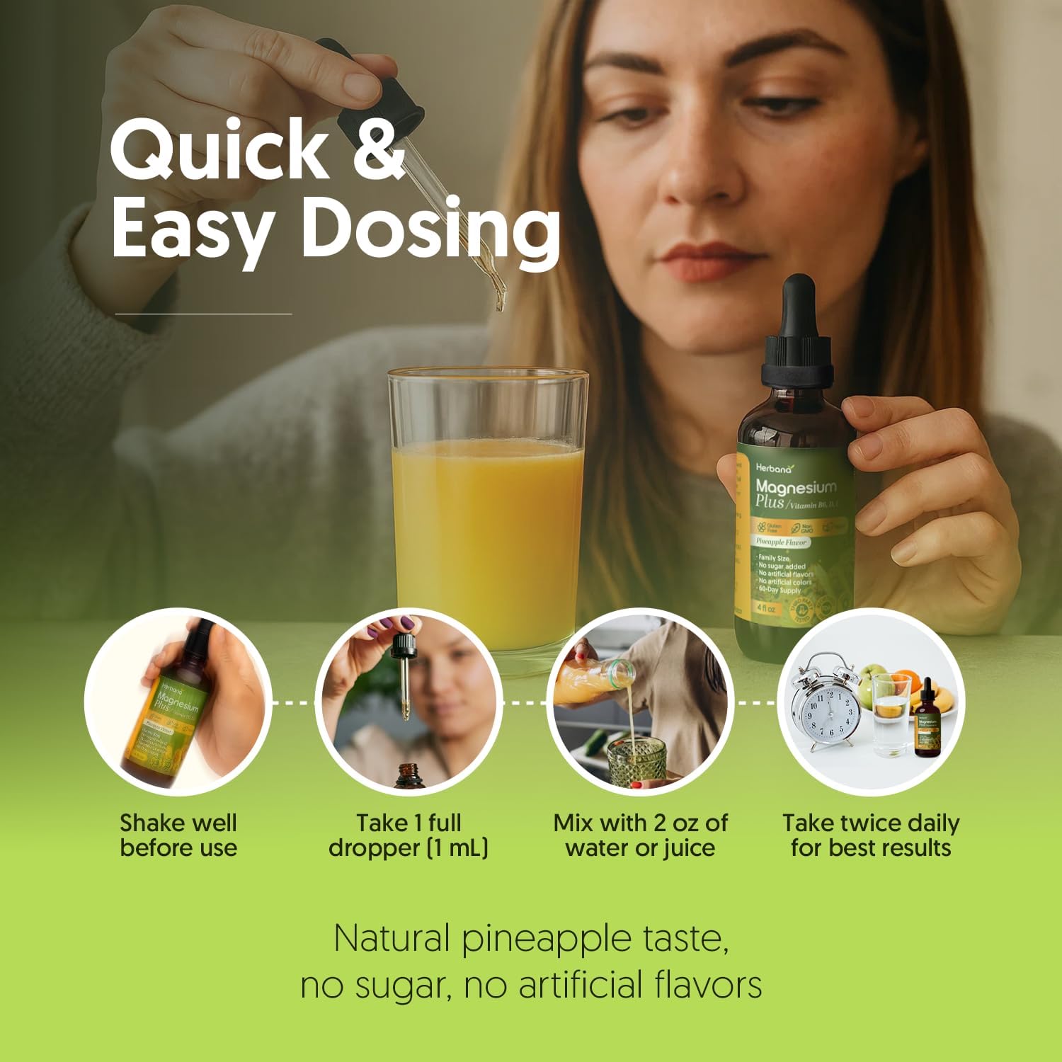 Magnesium Plus Pineapple Flavor - Magnesium Citrate, Glycinate/L-threonate & Vitamin B6, D, C/Liquid Drops Supplement 4 fl oz - Advanced Complex - 60-Day Supply