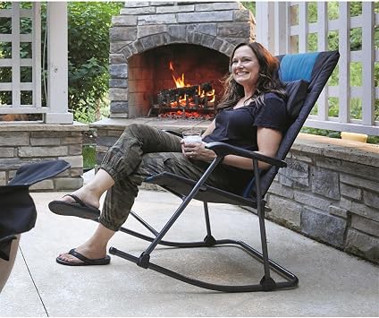 Guide Gear Oversized Rocking Camp Chair, Portable, Outdoor, Folding, 500 Pound Capacity Blue/Black