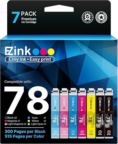 E-Z Ink Cartucho de tinta remanufacturado de repuesto para impresora Epson 78 T078 Combo Pack para usar con impresora Artisan 50 Stylus Photo R260