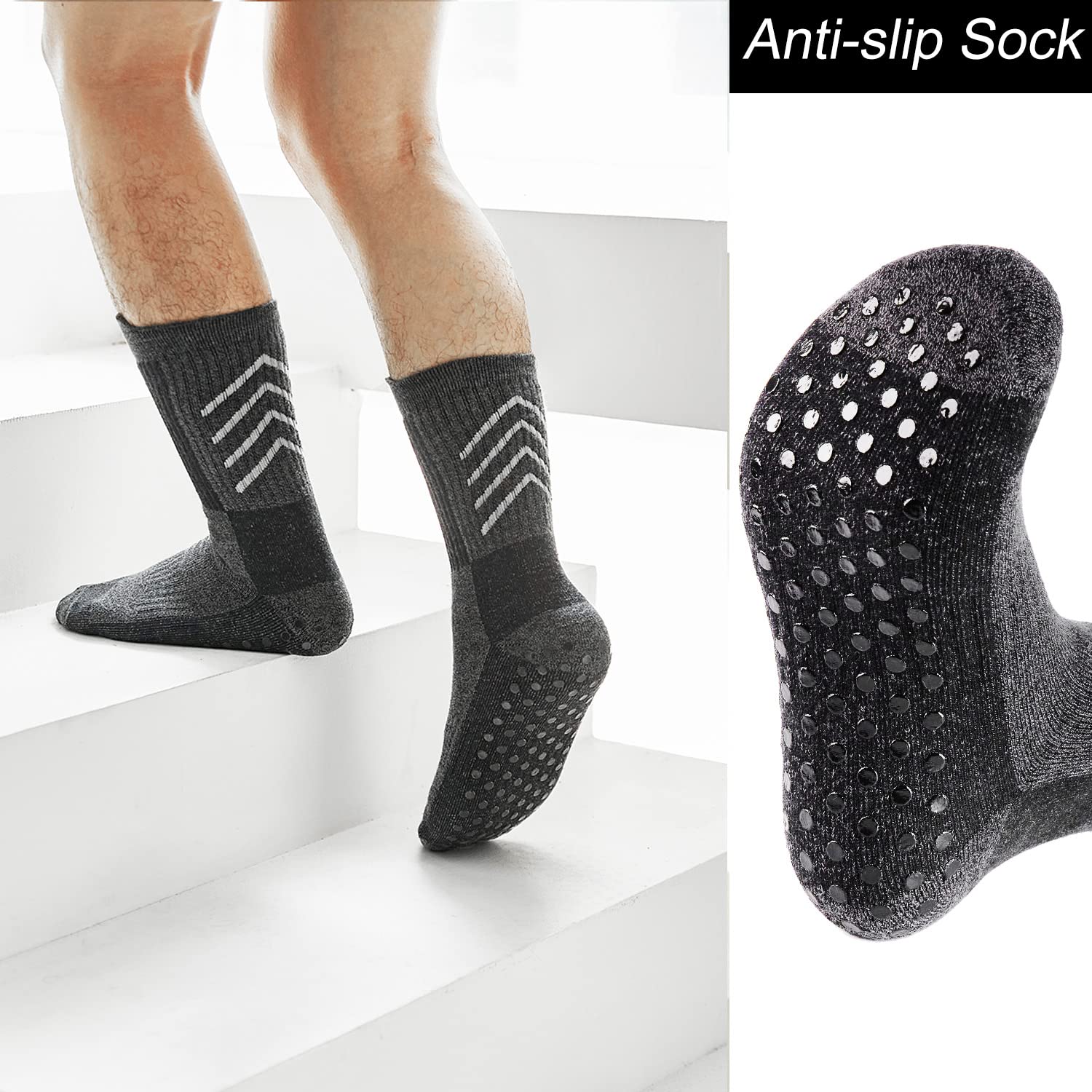 Calzino spesso caldo per Uomo Donna Calzino termico invernale in lana Morbida comoda Calza pantofola Imbottito antiscivolo Calzino atletico perper l'Escursionismo Camminare Sciare…