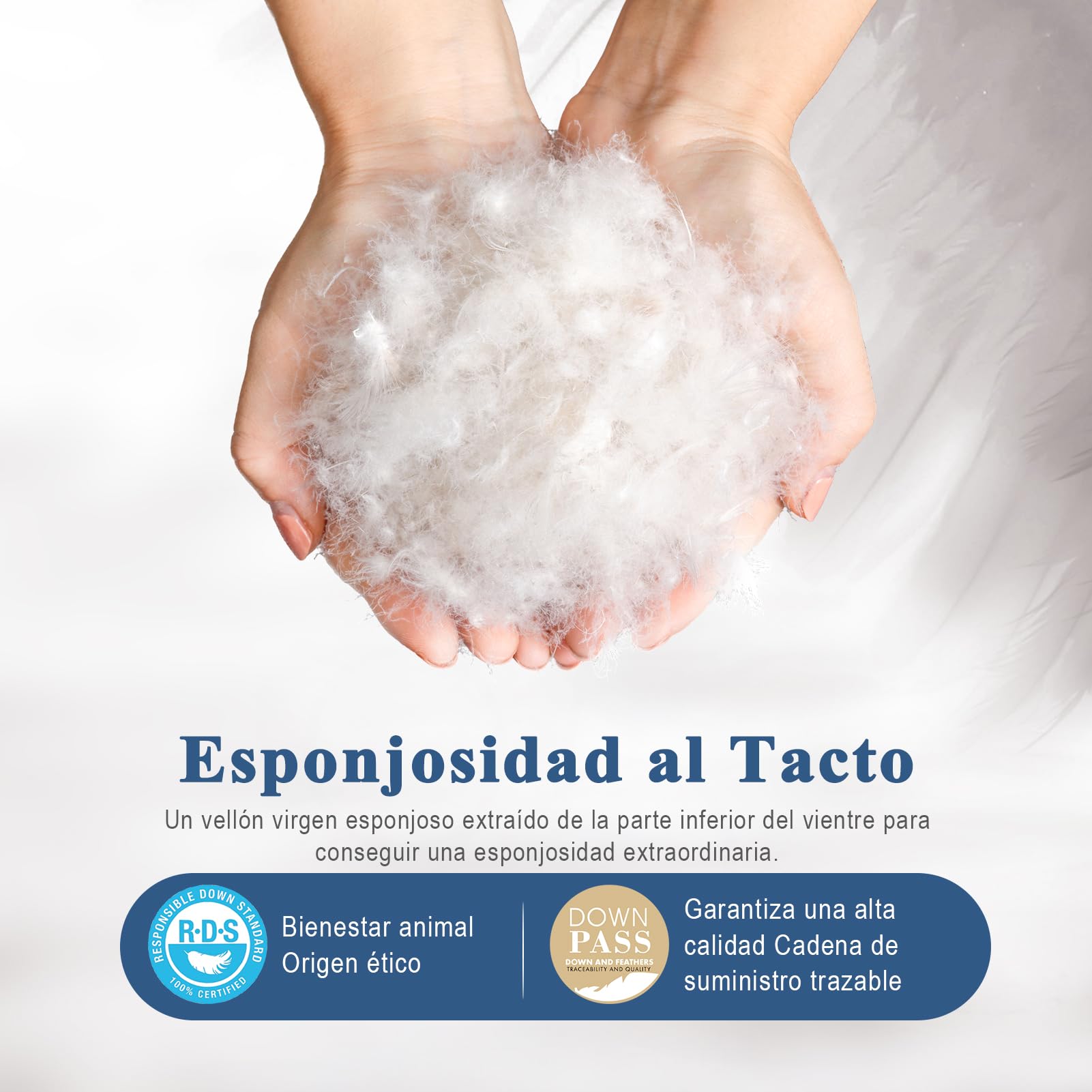 APSMILE Edredón Cama 90-70% Plumas y 30% Plumón, 100% Algodón Orgánico, Edredón Relleno Nórdico Plumón Verano 180gr/㎡, Esponjoso, Certificado Oeko-Tex y RDS(Blanco, 135x200cm)
