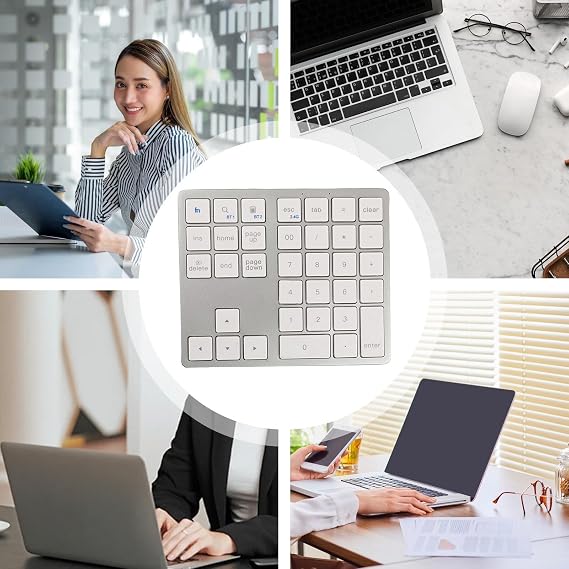 Wireless Tenkey, Small Number Keyboard - 35 Keys Numeric Keyboard, Silently Handheld, Compact Keypad for Personal PC for Efficient Typing
