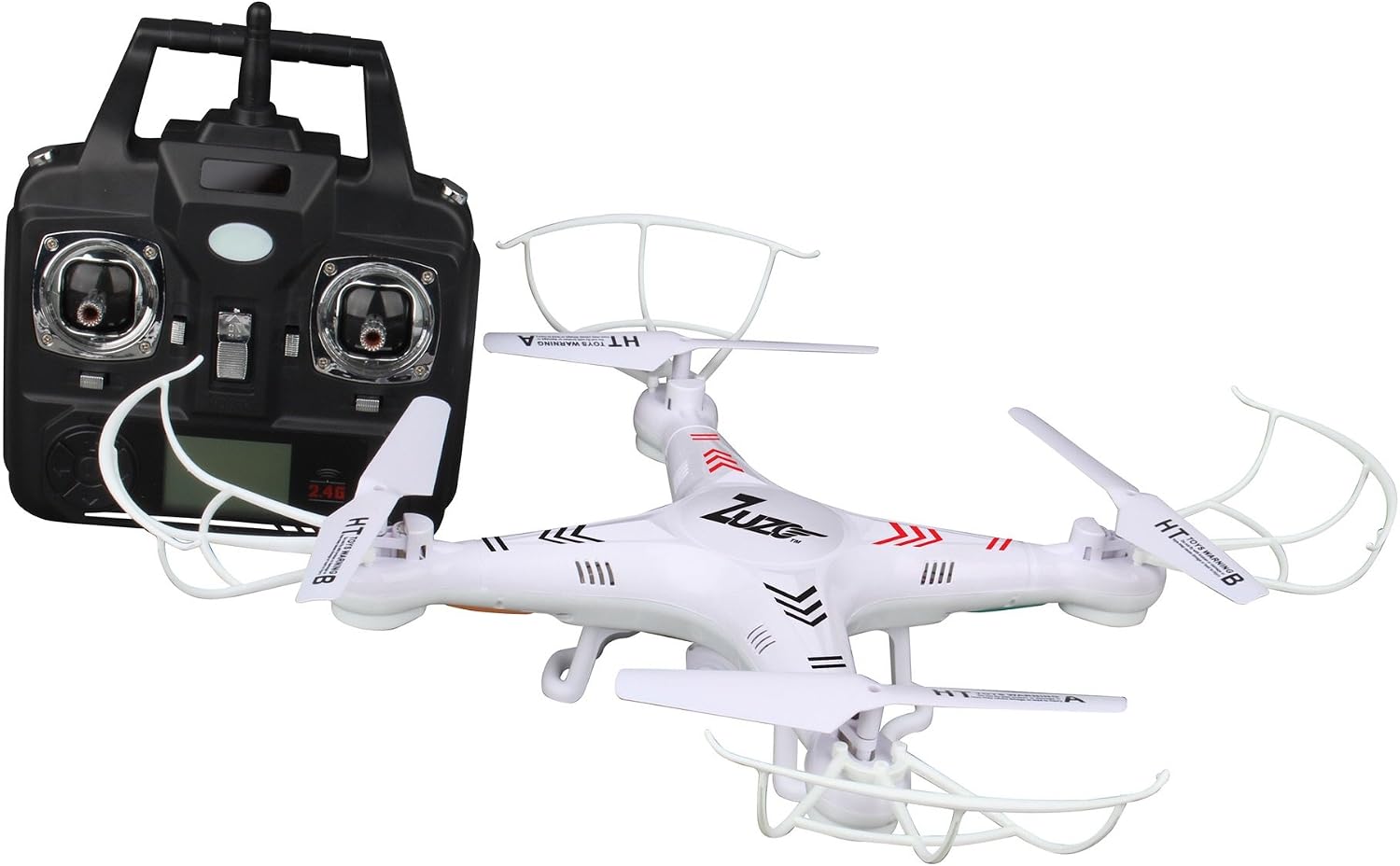 ZuZo 2.4GHz 4 CH 6 Axis Gyro RC Quadcopter Drone with Camera & LED Lights, 38 x 38 x 7cm