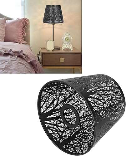 Miniatura 4 de Pantalla de lámpara de campana de hierro forjado, pantalla tallada en forma de árbol de bosque E27, mini pantalla para lámpara de mesa, dormitorio,