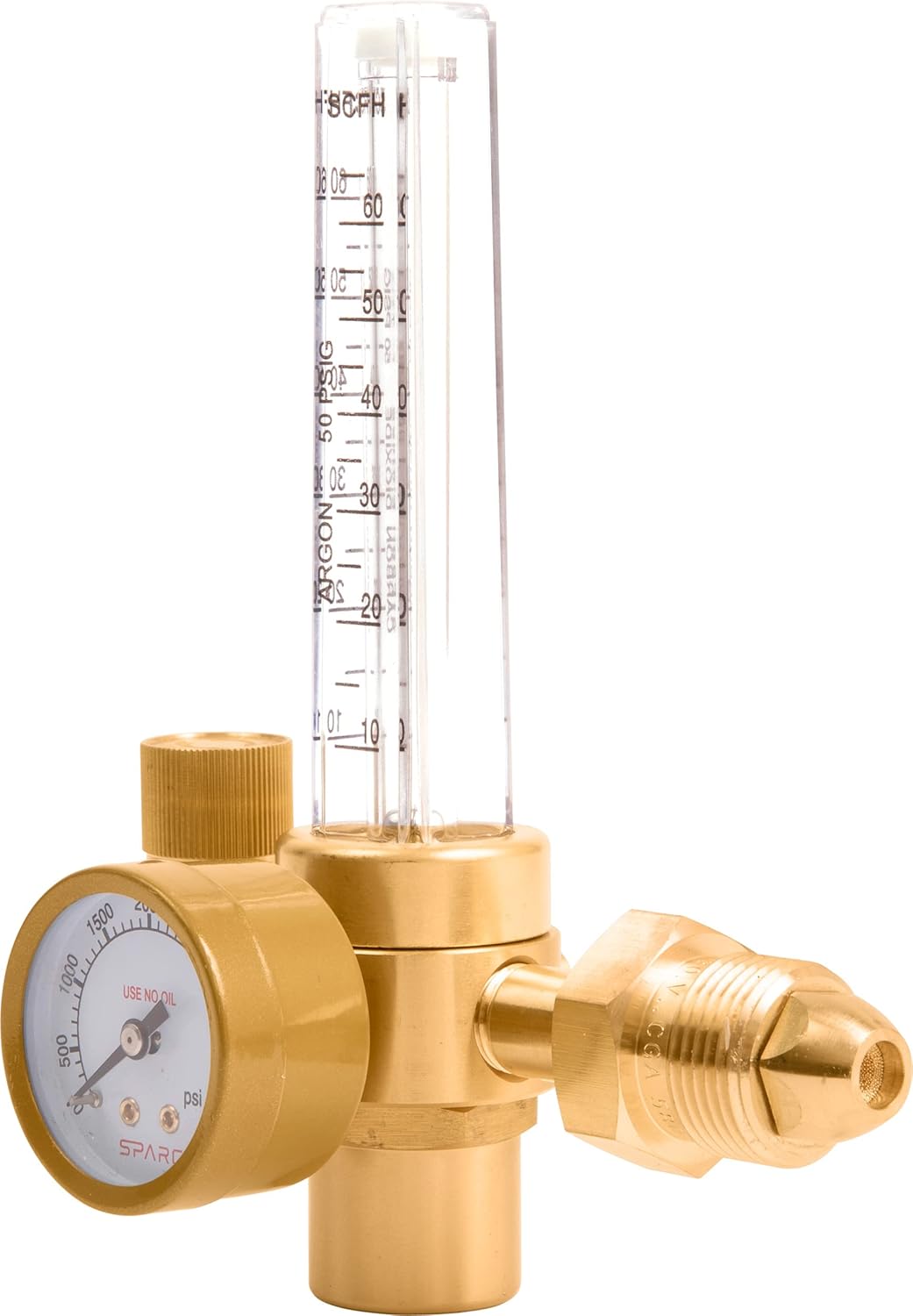 SPARC Argon Regulator & Flow Meter - Welding Gas Regulator for MIG Welding & TIG Welding 0-70CFH CGA580 LIFETIME USA WARRANTY