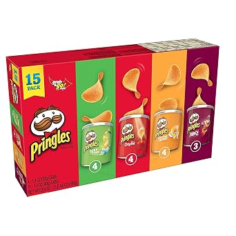 Pringles Potato Crisps Chips, Lunch Snacks, Office and Kids Snacks, Grab and Go Snack Packs, Variety Pack, 20.6oz Box 15 Cans