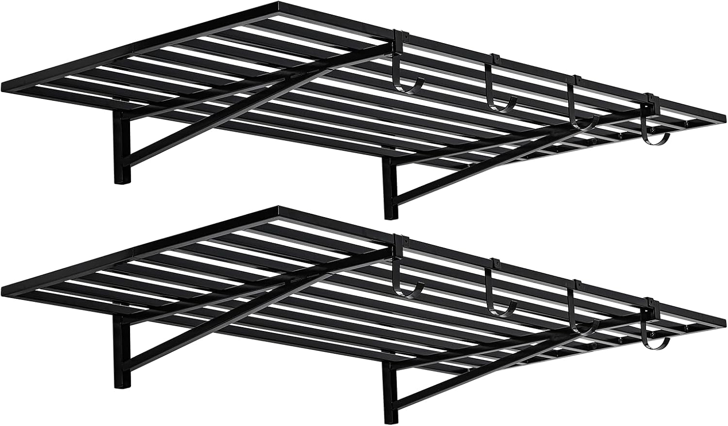 GarveeTech 2-Pack Garage Wall Shelves, 4 x 1 ft/48 in x 12 in Heavy Duty Floating Shelves, 150 LBS Load Capacity Wall Mounted Garage Tool Organizer, Ideal for Workshop, Shed, Black
