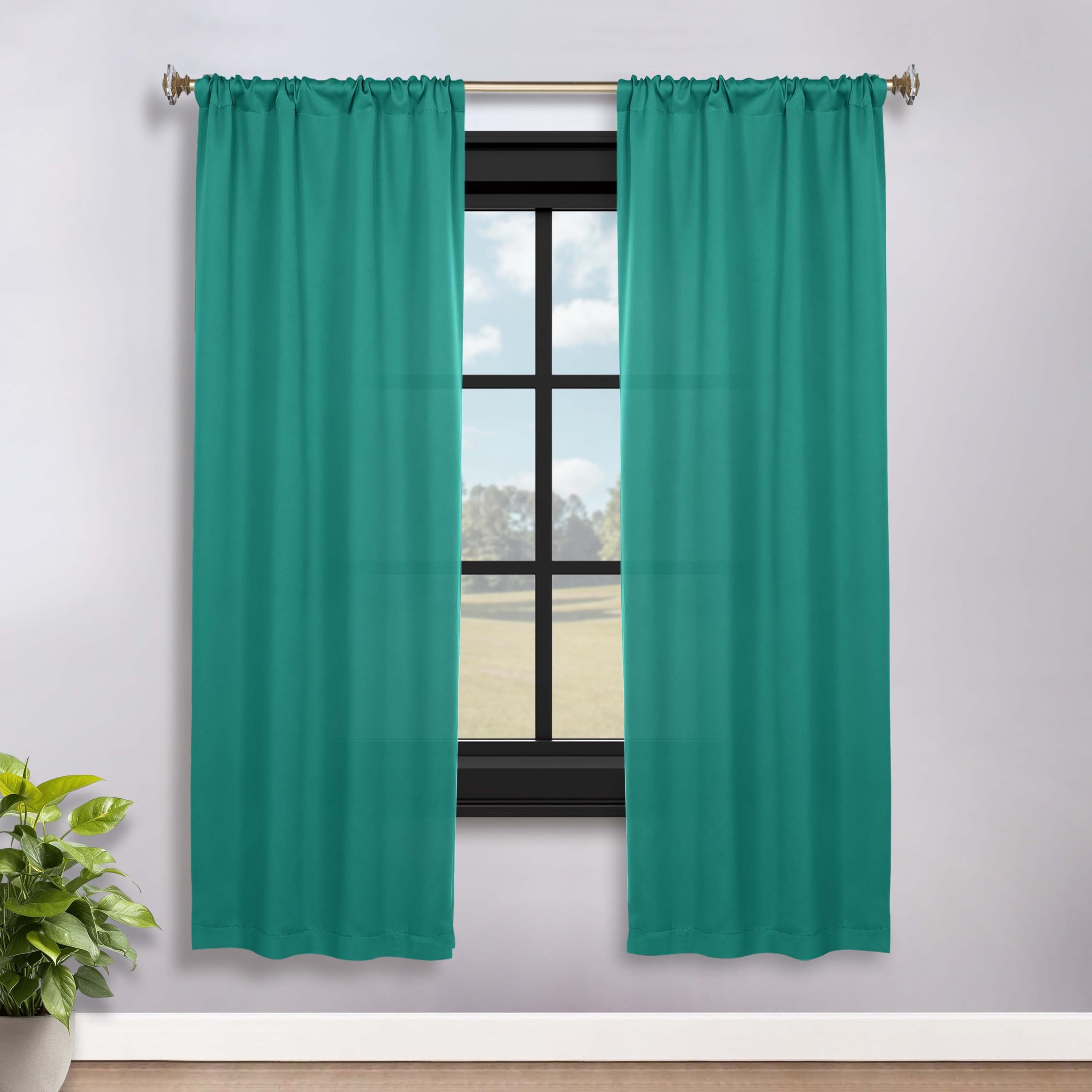 Rideaux occultants bleu céruléen 91x183 cm lot de 2 thermiques pour chambre Superior