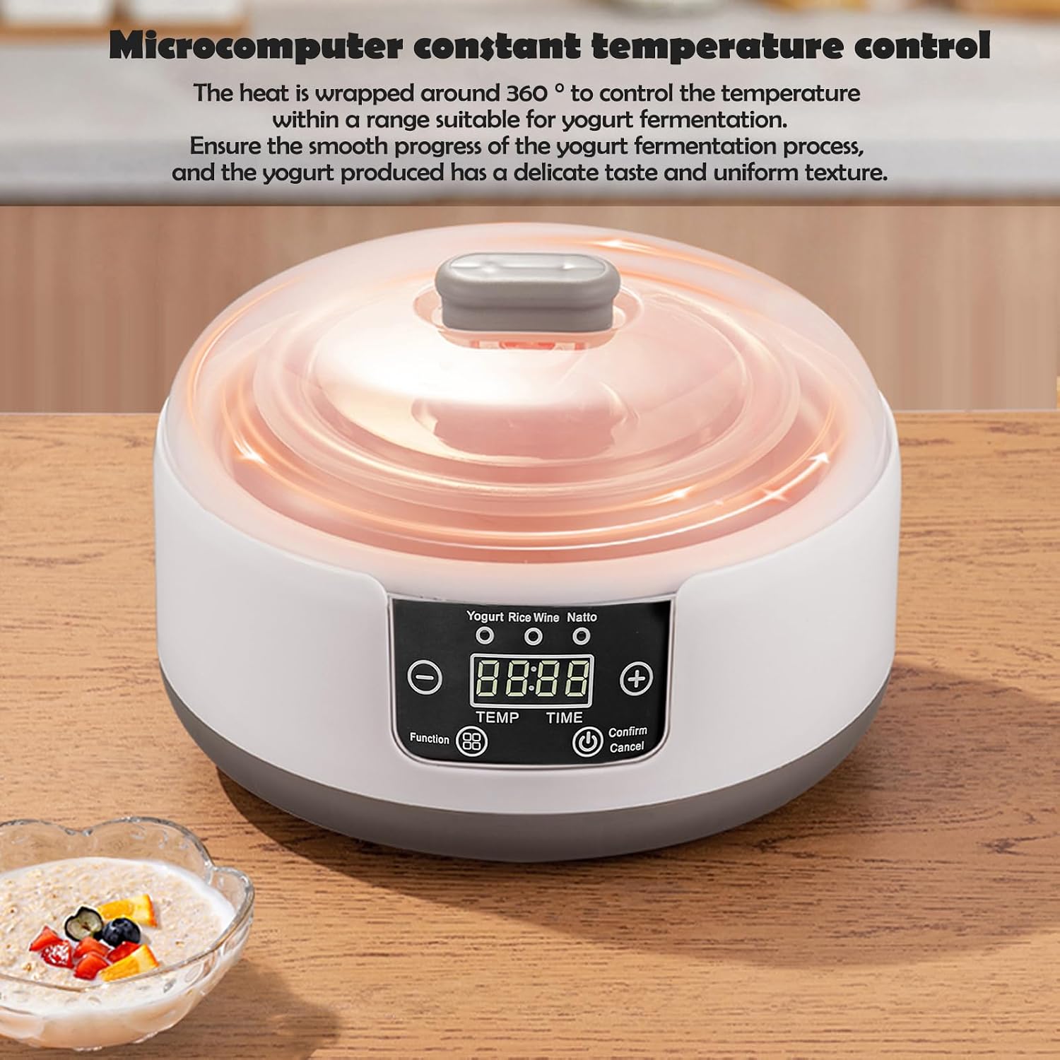 Probiotic Yogurt Maker, 1.2 Quart Fully Automatic Yogurt Maker Machine, Yogurt Maker with Temperature & Time Control, Multifunctional Yogurt Maker for Homemade Greek, Vegan Yogurt (Machine Only)