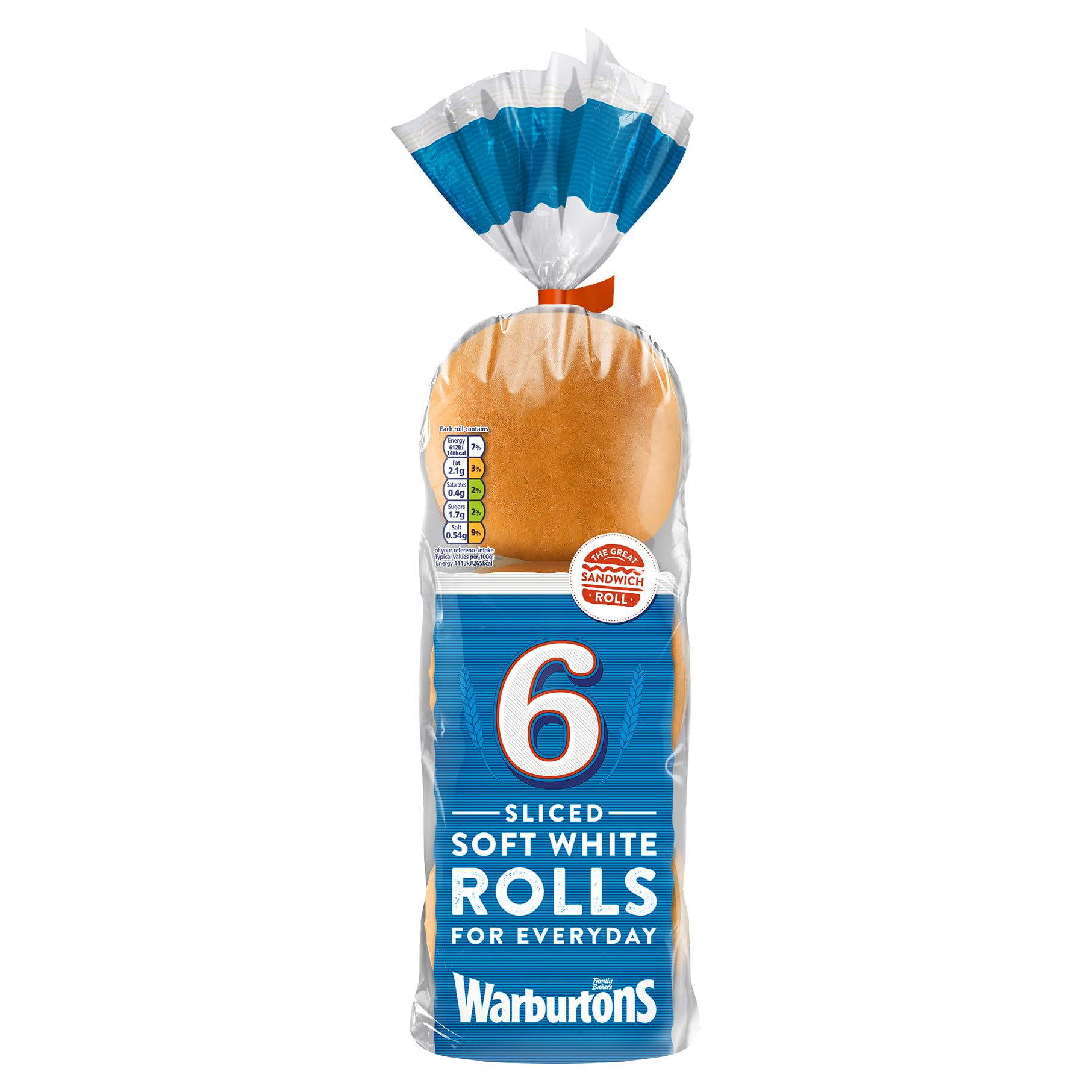 6 Sliced Sandwich Rolls, 330g