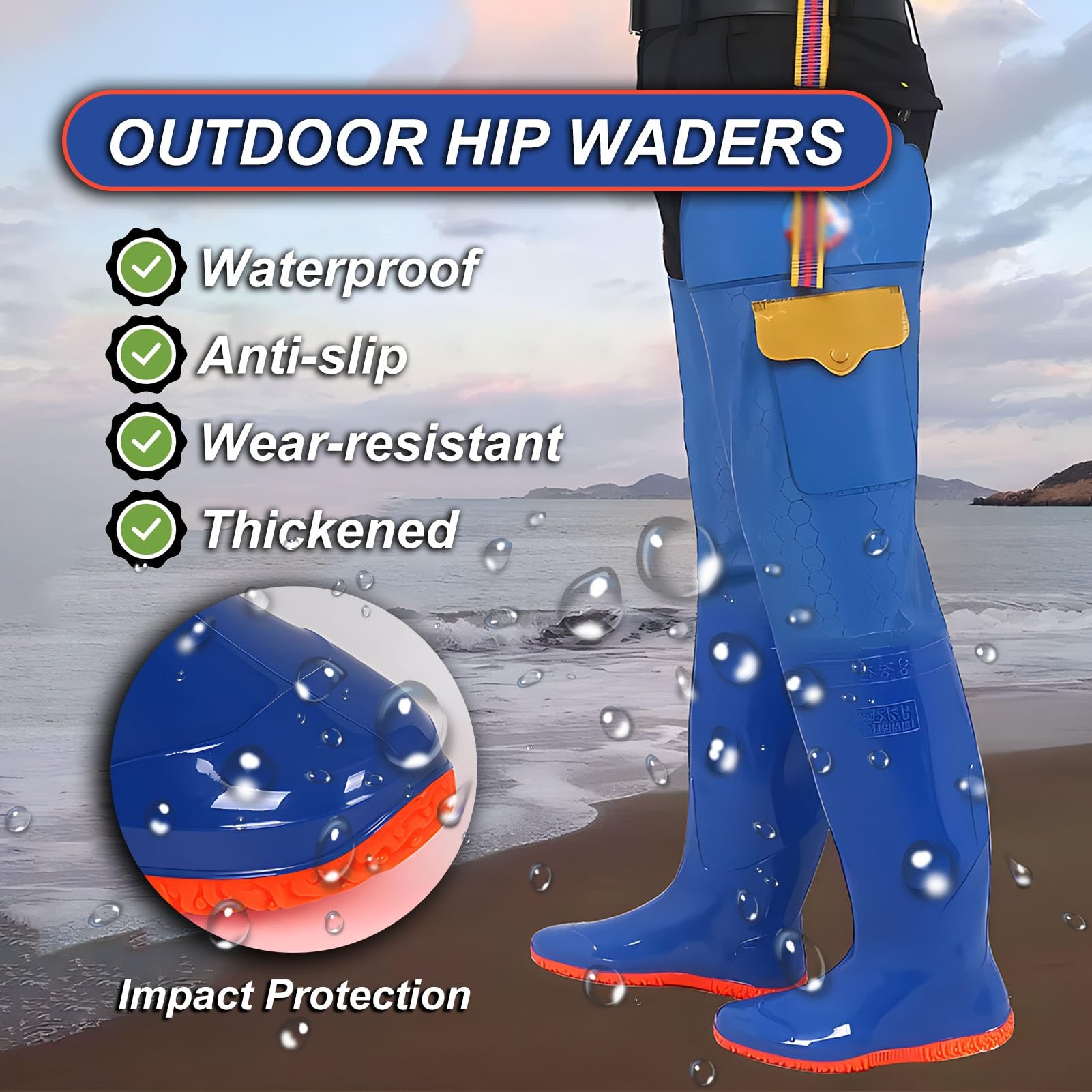Vadeadores Vadeadores De Cadera para Hombres Y Mujeres, Vadeadores Impermeables para Pesca con Mosca, Botas para Vadear con Suela con Tacos