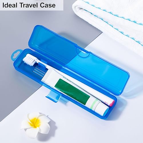 Miniatura 8 de Yeeco Paquete de 2 fundas para cepillos de dientes, funda de viaje transparente azul oscuro para cepillos de dientes, soporte de plástico para
