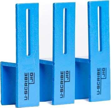 u-scribe jig 19mm 3/4" Set of 3 Woodworking & Carpentry Jigs - Mark Perfect Scribe lines on Fillers, Panels, Toe Kicks, tool for Carpenters, Cabinet and Furniture Installations, DIY