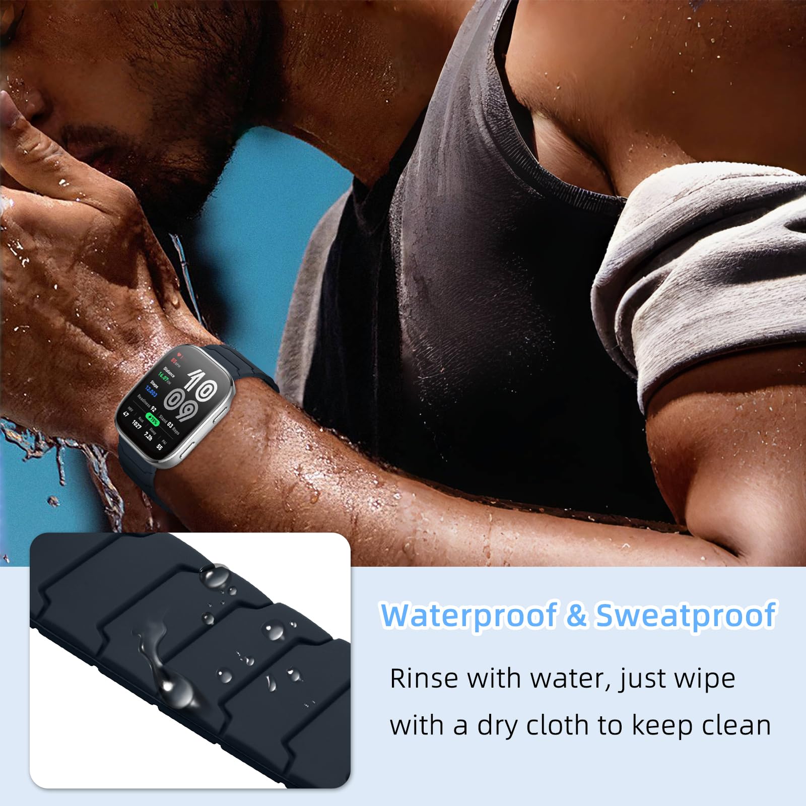 FTRONGRT 22mm Cinturino Compatibile con Amazfit GTR 3 Pro, Silicone Cinturino di Ricambio Compatibile con Amazfit GTR 3 Pro - Blu Trasparente