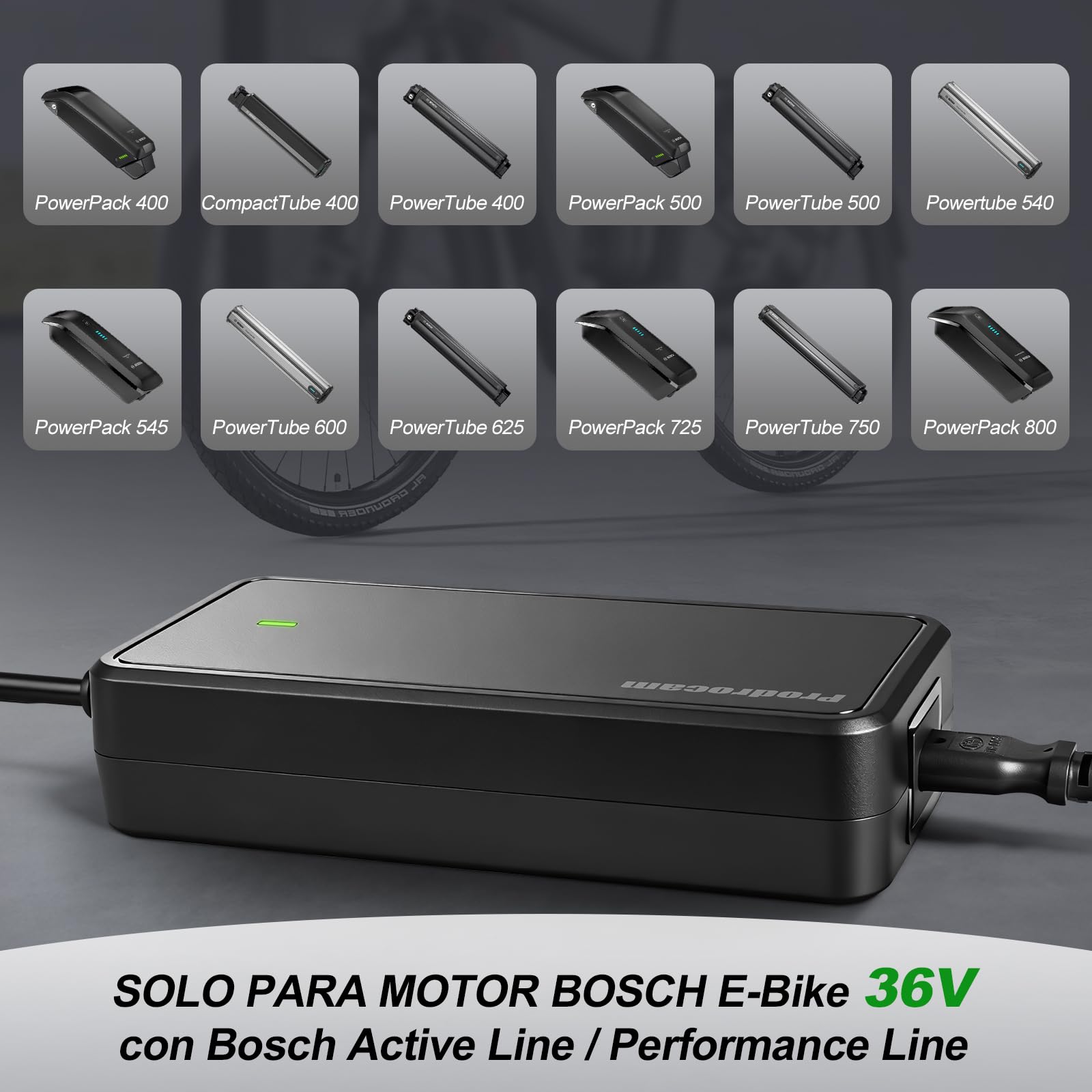 42V 2A Cargador para Bosch Performance Line/Active Line Bicicletas Eléctricas, para Baterías de 36V