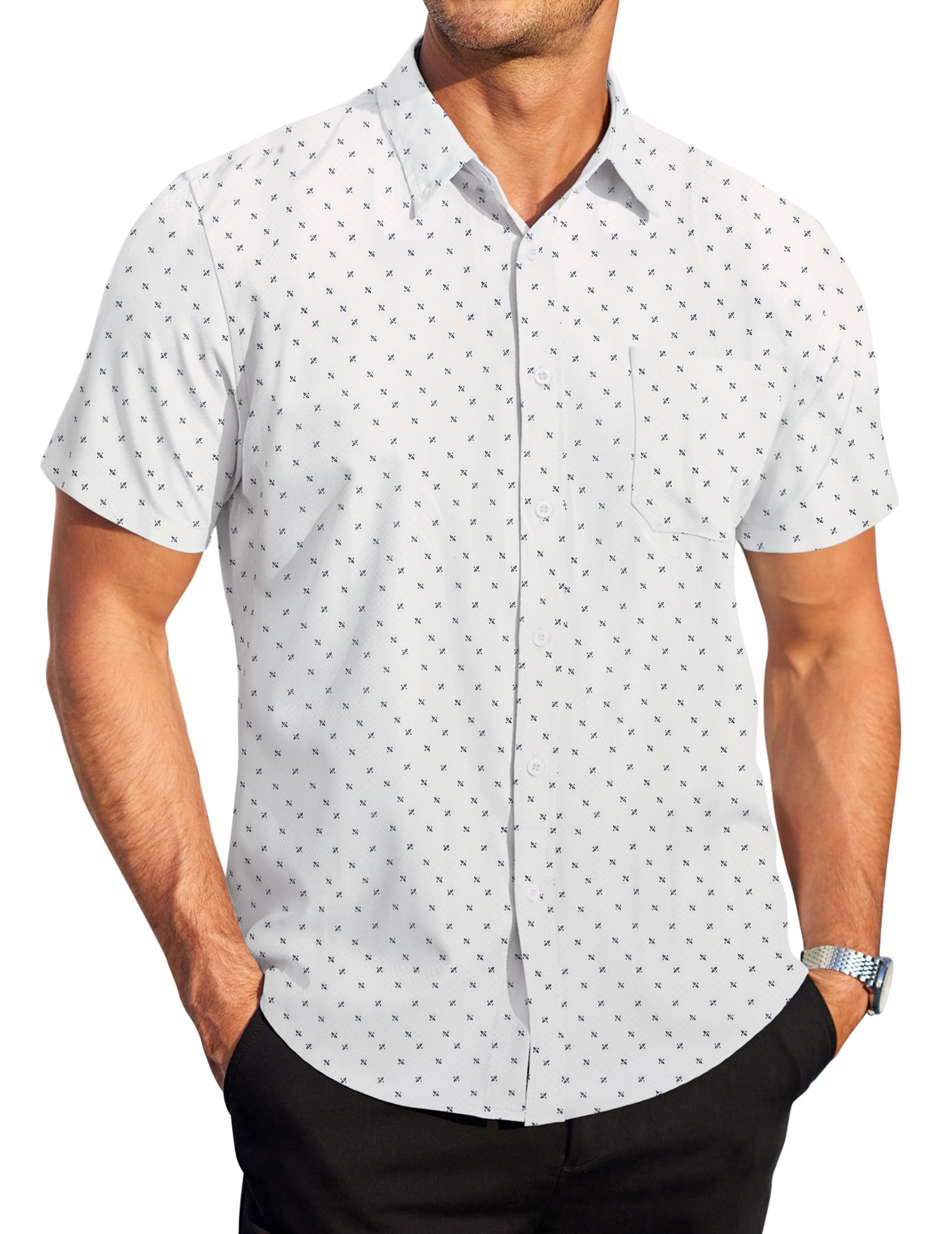 Photo 1 of ***FACTORY SEALED***COOFANDY Men Short Sleeve Wrinkle Free Dress Shirt Casual Button Down Shirts Summer Clothing