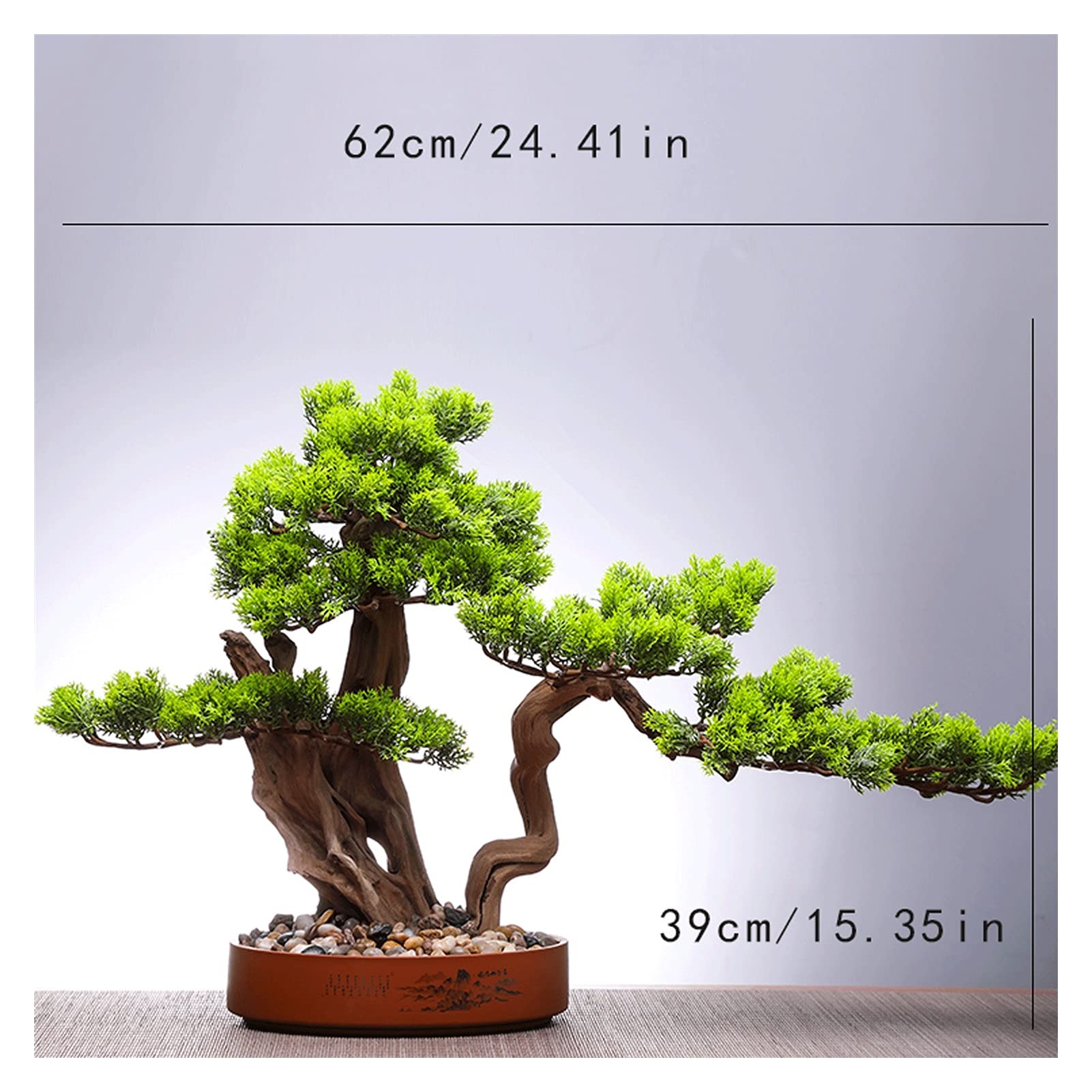 zxb-shop Symulacja drzewo 38 cm sztuczna sosna drzewo bonsai, chiński zen dom szczęśliwe dekoracje sztuczne rośliny, sztuczne rośliny do domu biura wnętrz dekoracja sztuczne drzewo bonsai