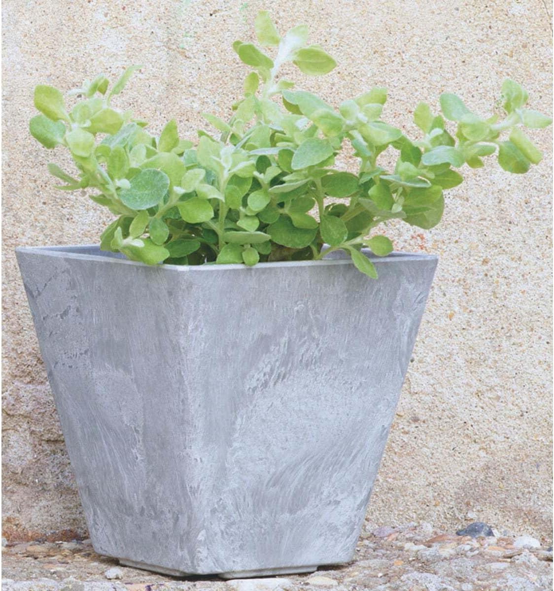 Novelty Artstone 11.5 in. H x 12 in. Dia. Gray Resin/Stone Powder Ella Flower Pot