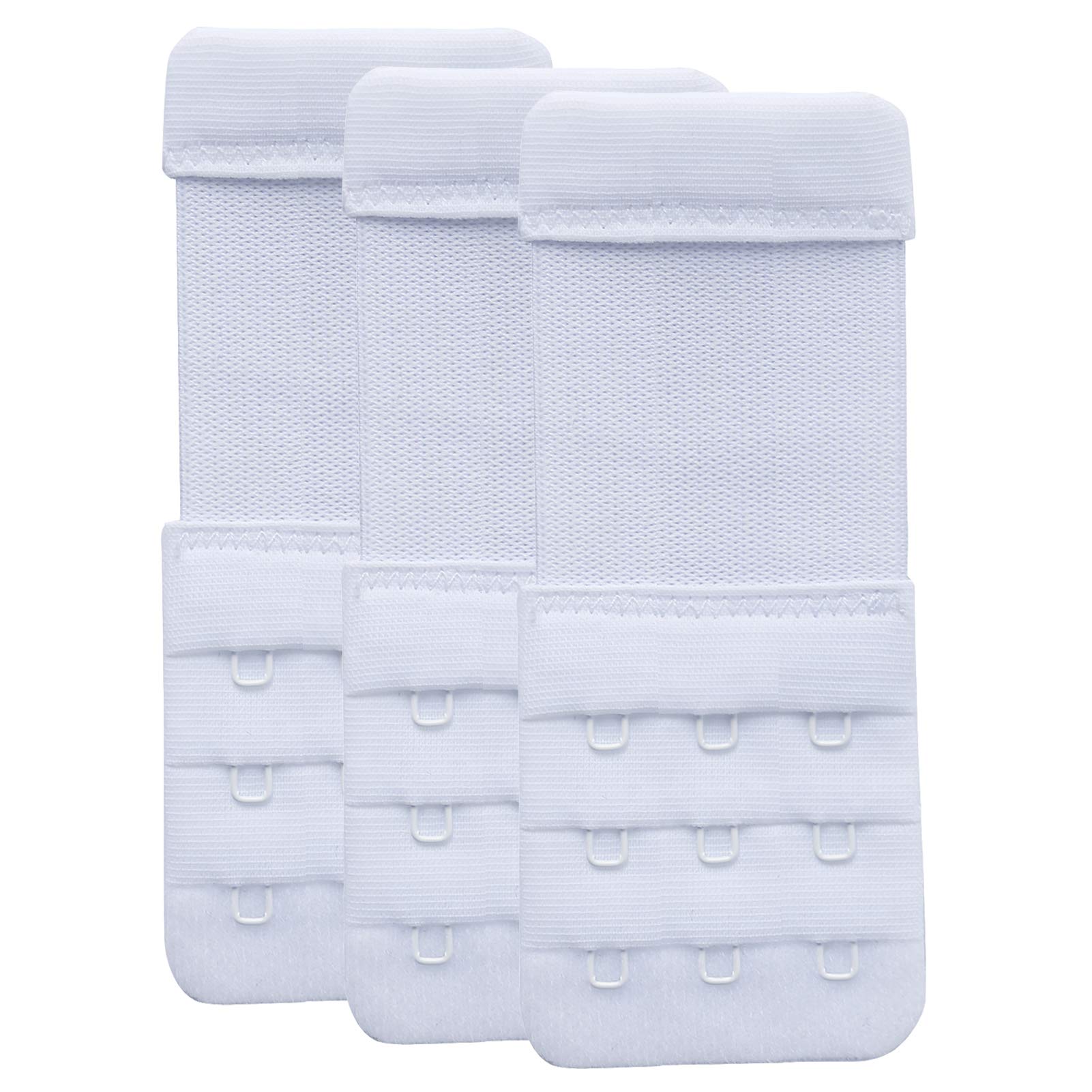 Yarbar Women's White, 3 Hook 1/2 Inch Spacing Bra Extender 3 Hook Elastic Bra Strap Extension Band Soft Comfortable Pack Of 3 ()