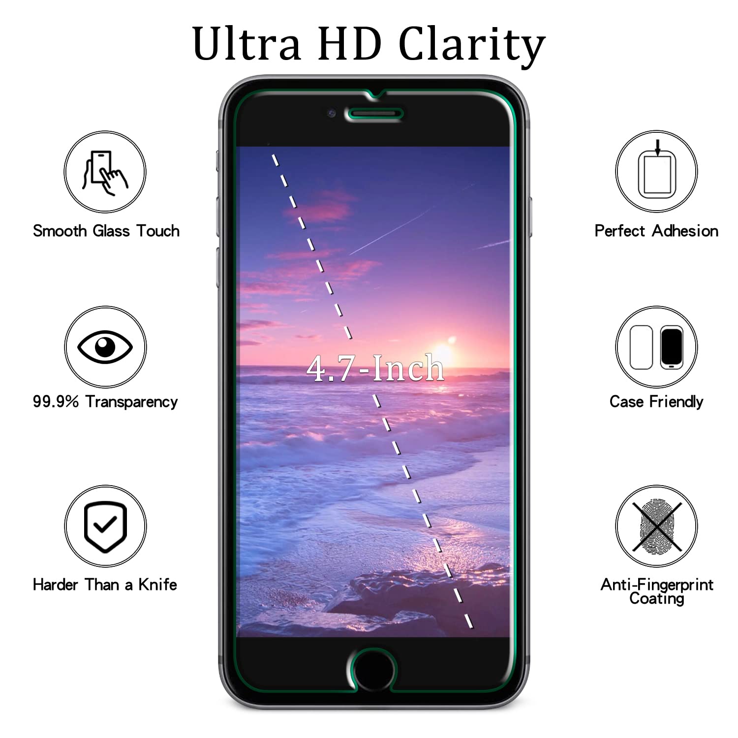 MAYtobe – 2 Pellicole In Vetro Temperato Per IPhone SE 2020/8/7/6/6S – Durezza 9H, 0,33mm, Ultra Trasparente