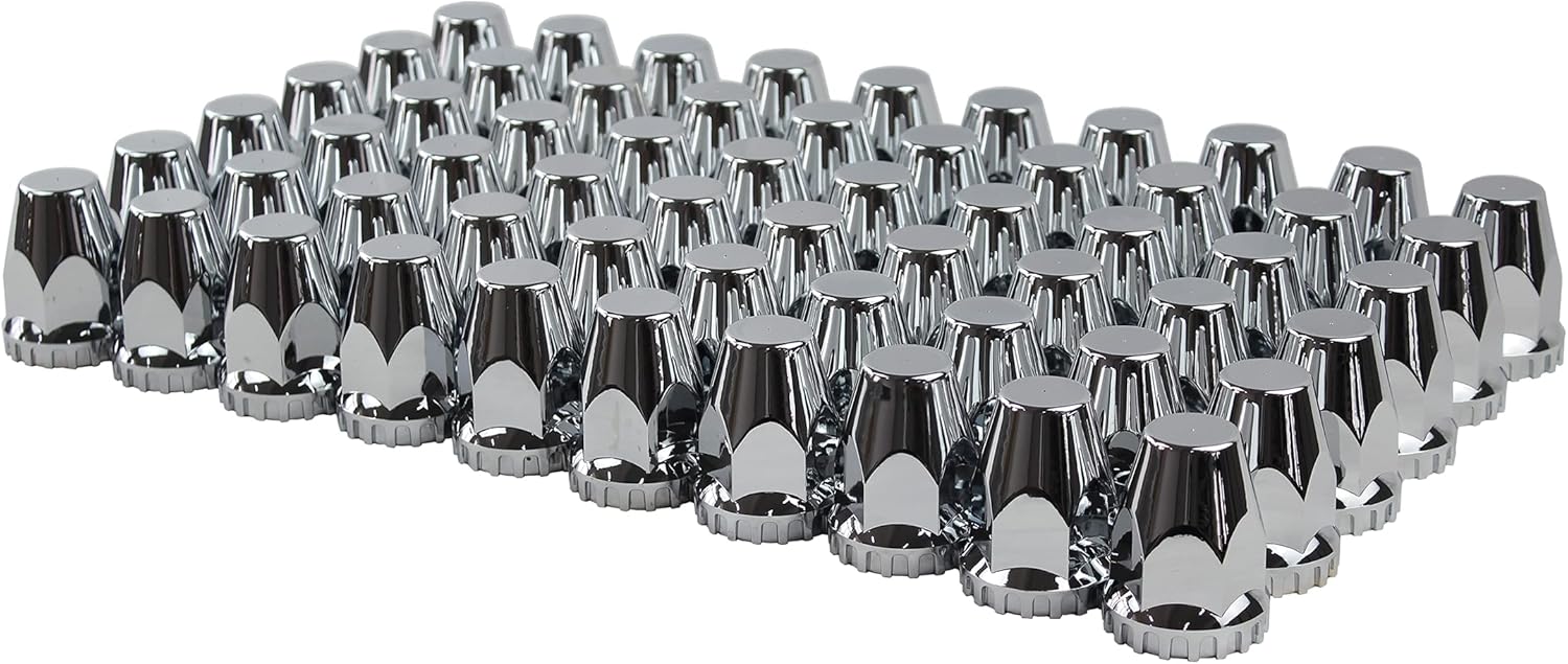 ABS Chrome Plastic 33mm Thread-on Standard Lug Nut Covers for Semi Trucks (Pack of 40)