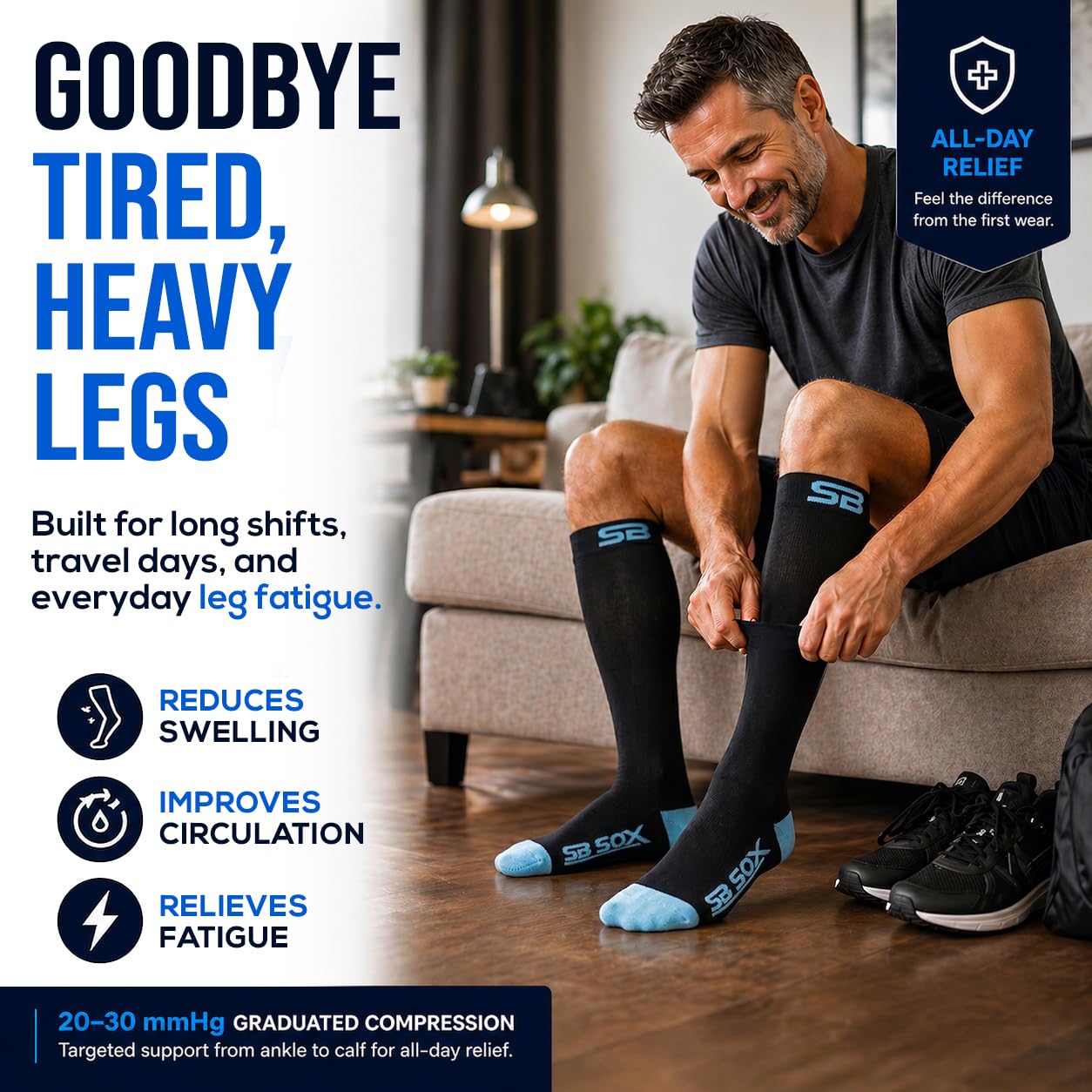 SB SOX Calzini A Compressione (20-30Mmhg) per Uomo E Donna