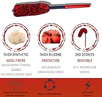Vista 4 de Profesional Juego de 4 cepillos de rueda con mango largo para limpieza de ruedas y neumáticos - 2 cepillos de limpieza de rueda suave, cepillo