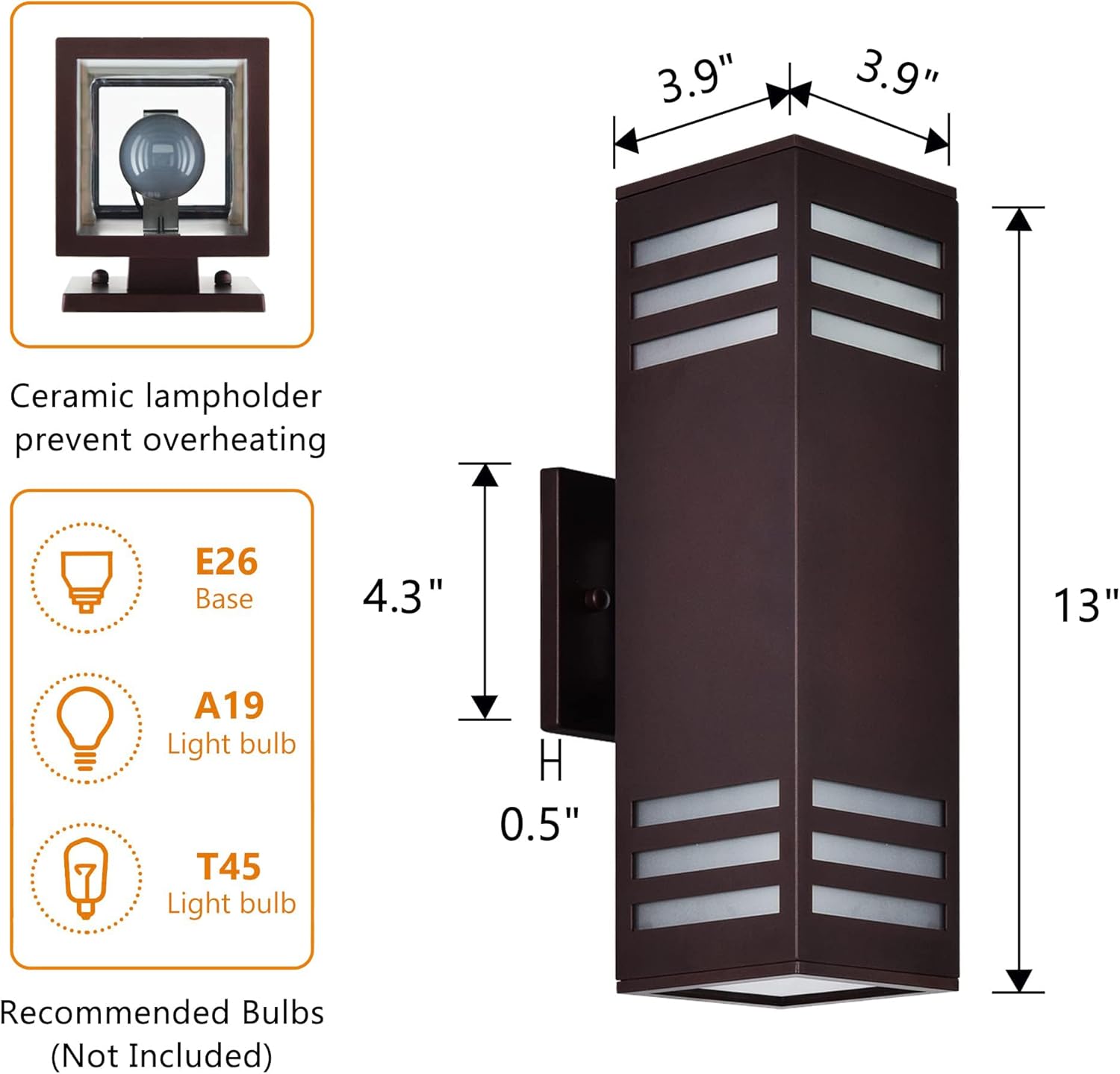 Housen Solutions Outdoor Wall Lights, IP65 Waterproof Exterior Light Fixture Porch Lights Outdoor, Oil Rubbed Bronze Aluminum Wall Mounted Light, Outside Lights for House Garage