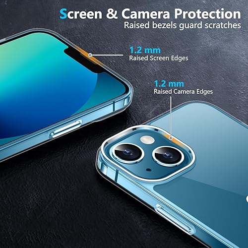 Miniatura 4 de Temdan Funda transparente para iPhone 13 Mini, antiamarilleo Paquete de 2 protector de pantalla de vidrio templado delgada pero a prueba de golpes,