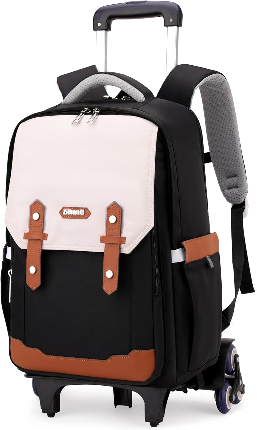 NIWEIYA Black Rolling Backpack for Boys Roller Backpack with Wheels for Boys & Girls, Rolling Bag Trolley School Bags for Primary Students, Kids Teens Wheeled Bookbags on 6 Wheels, Black