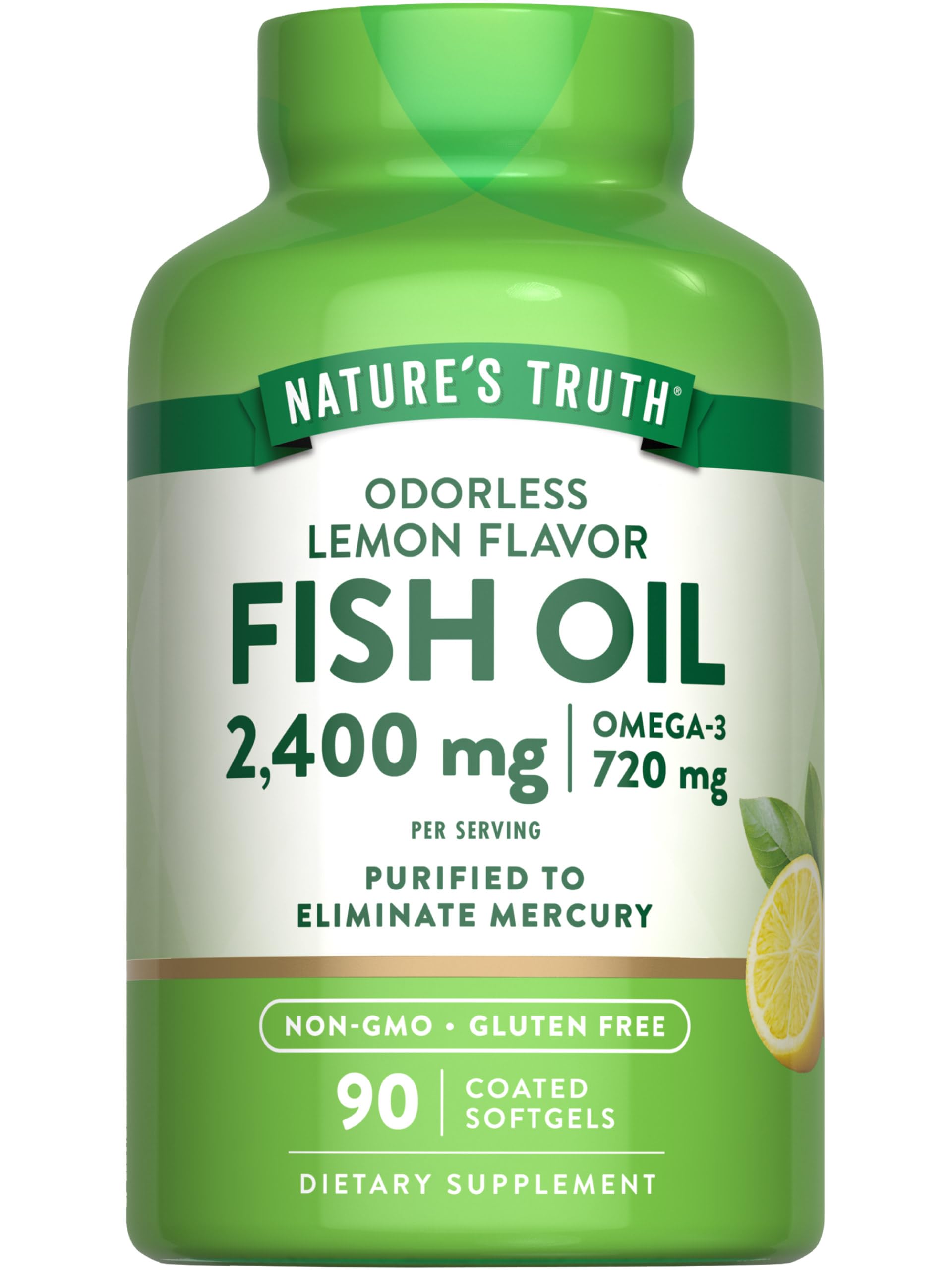 Nature's Truth Fish Oil Omega 3 Supplement | 2400mg | 90 Softgels