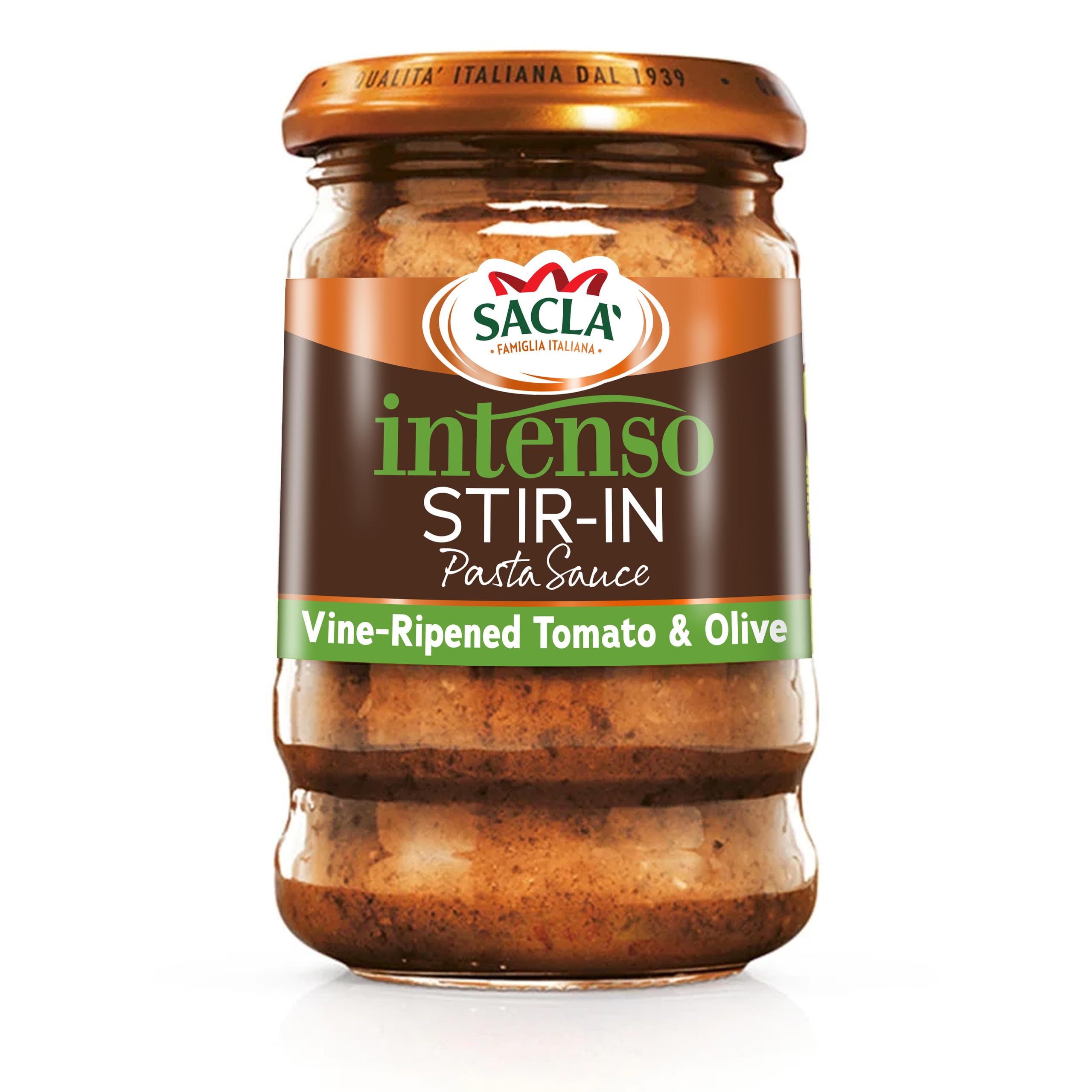 SaclaIntenso Pasta Sauce - Sweet Tomato and Olive Based Pasta Enhancer, Ideal for Beef Stew and stirring Through Pasta, 190g (Pack of 1)