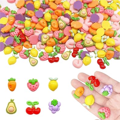 70 Pcs Flat Back Resin Slime Charms, Fruit Bulk Kawaii Cute Charms for DIY Crafts, Scrapbooking Multicolored