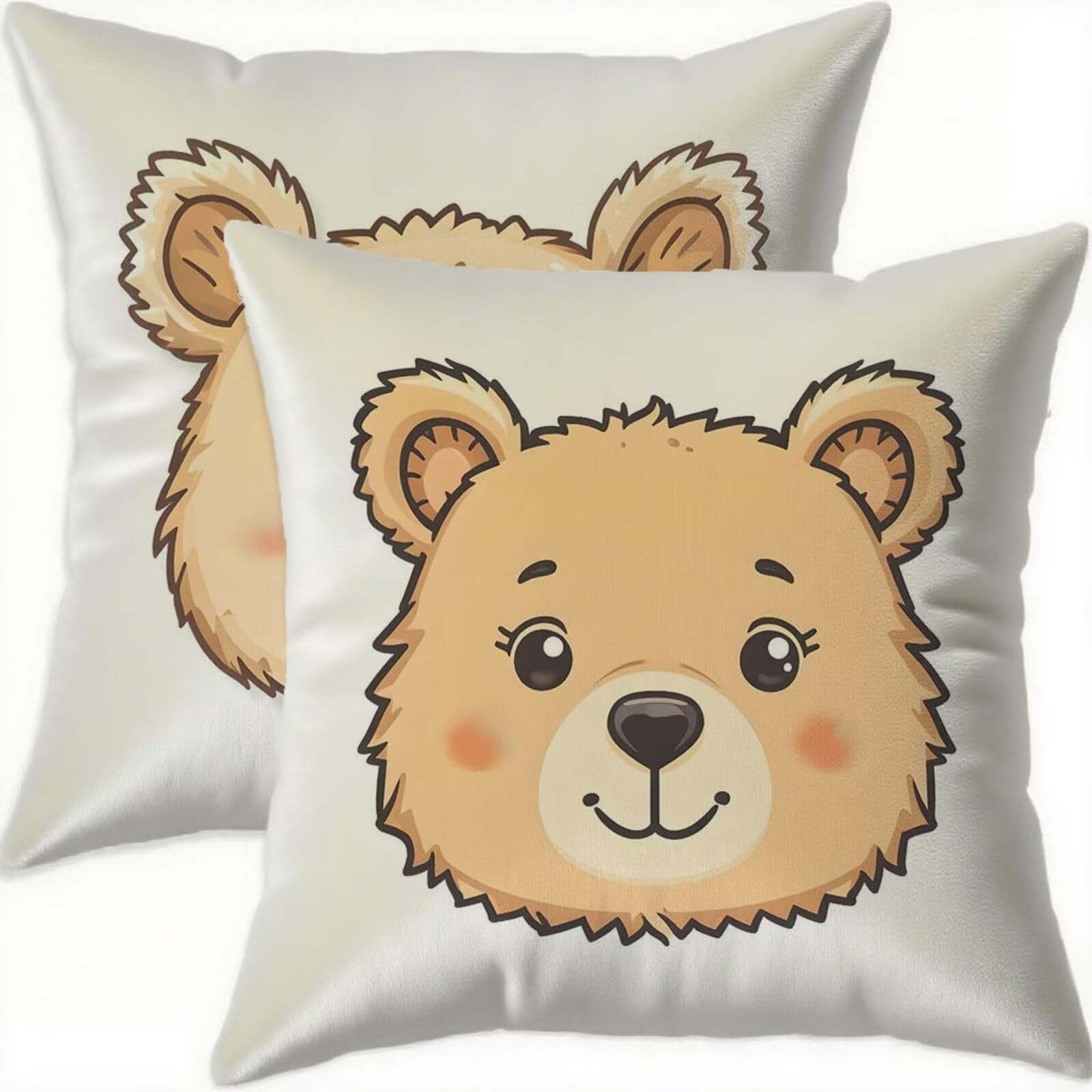 Housse coussin 65x65cm lot de 2 coussins canapé velours motif géométrique brun double face