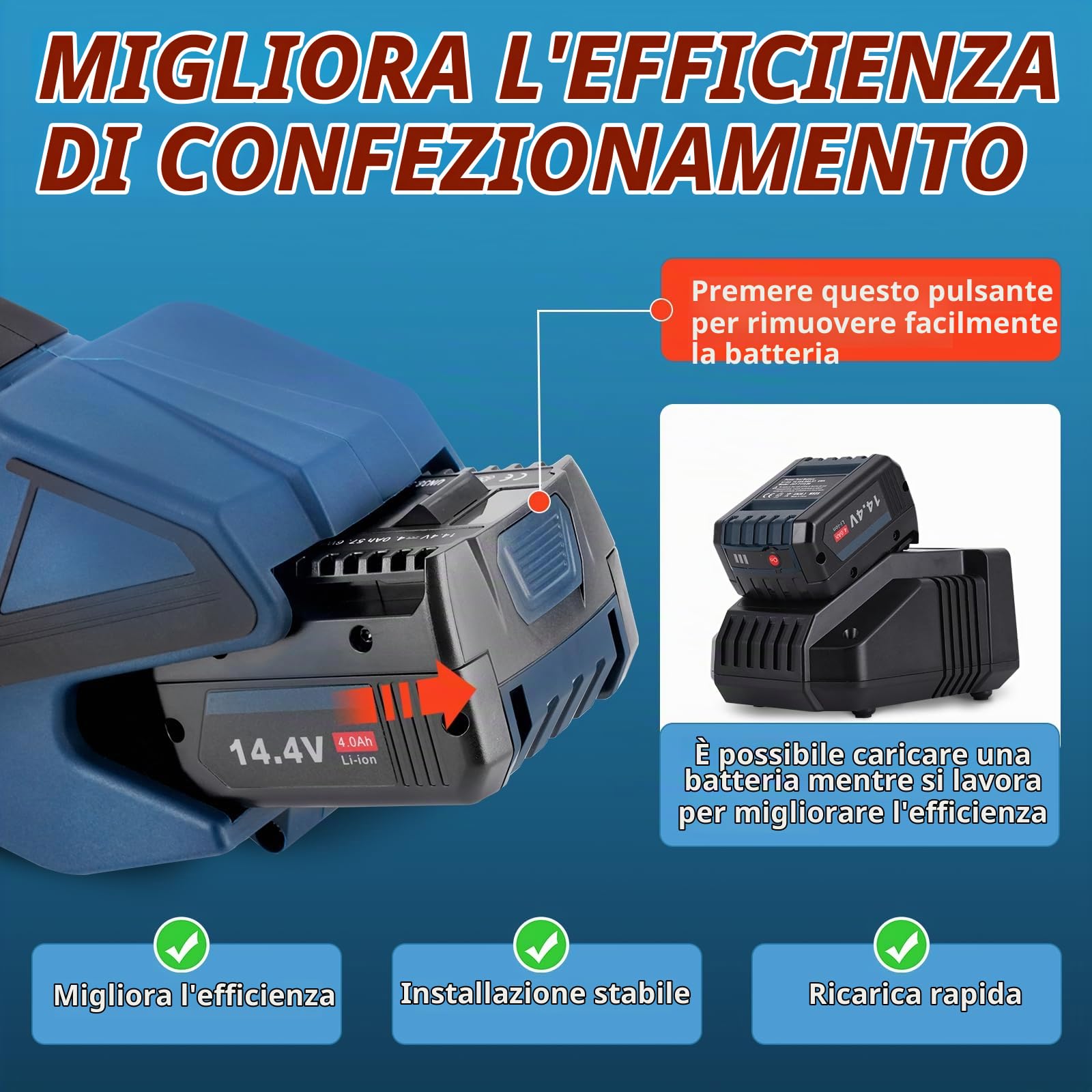 BAOSHISHAN Reggiatrice elettrica 13-16mm PET/PP, 2 batterie 4000mAh