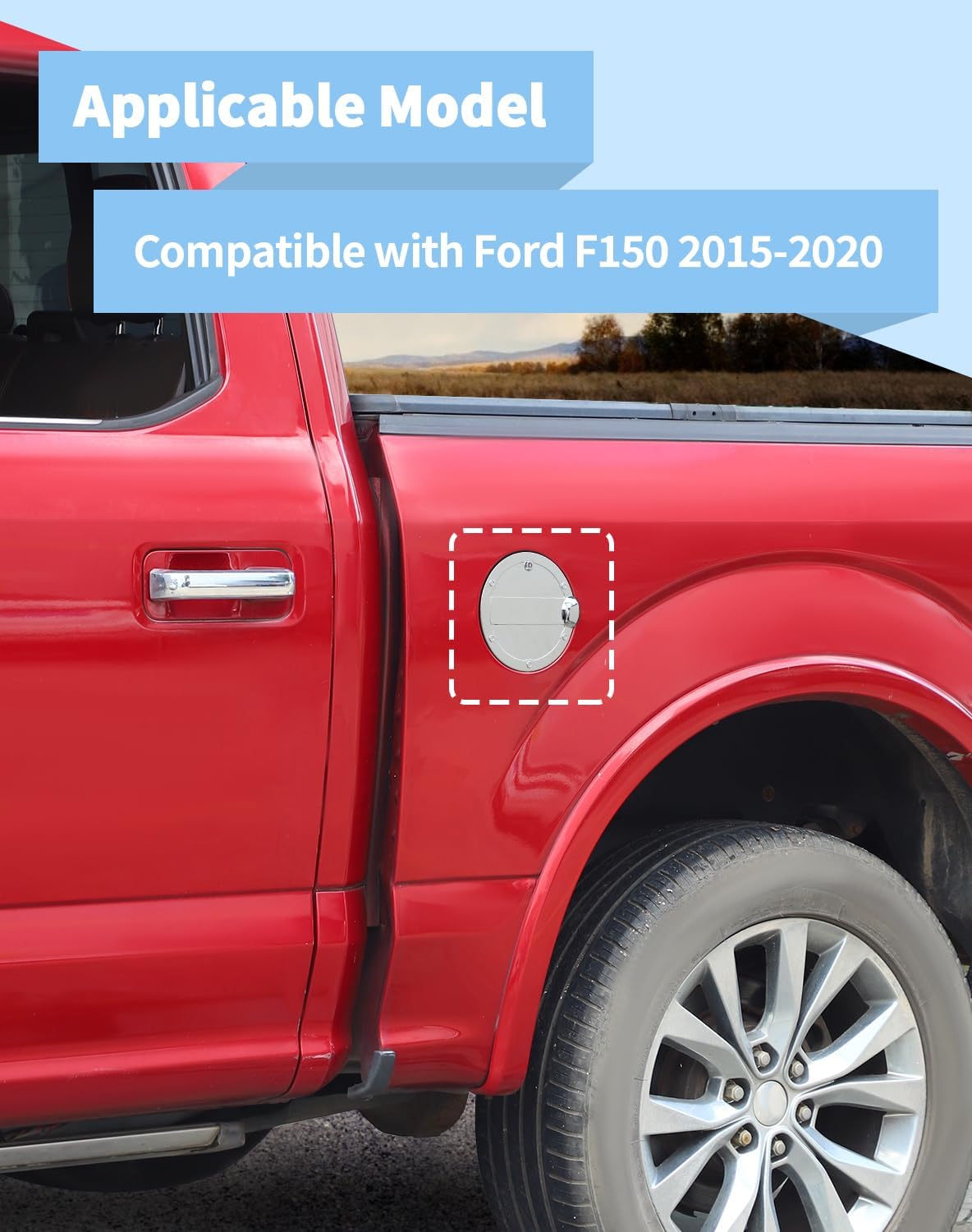 CheroCar Gas Cap Fuel Tank Cap Fuel Filler Gas Door Cover Replacement for Ford F150 2015 2016 2017 2018 2019 2020 OE Standard Direct Fit Fuel Cap Exterior Accessories