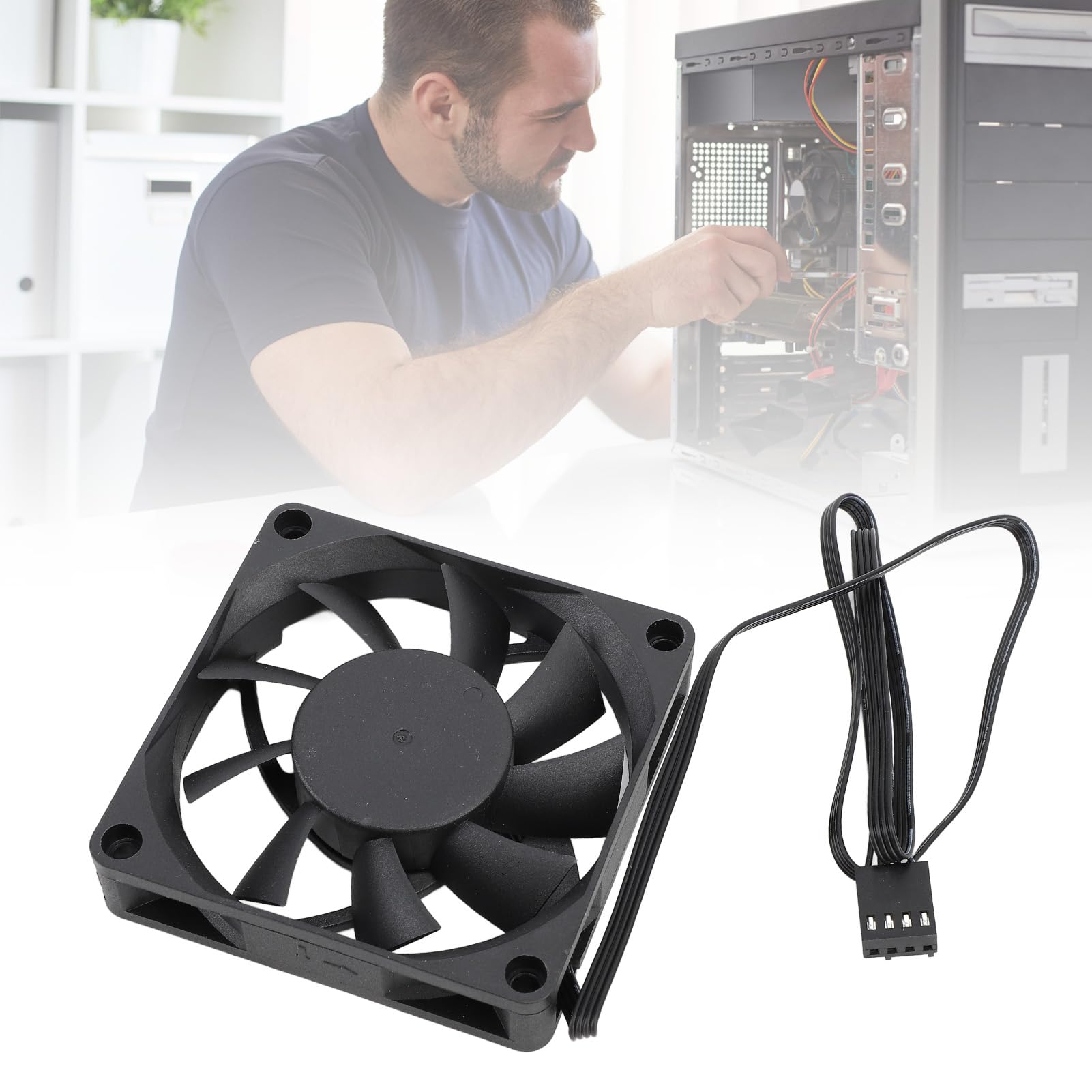 Ventola Per Case PC 70mm PWM A 4 Pin - 2500 RPM, 21.15 CFM, Silenziosa 26.7 DBa, Doppio Cuscinetto A Sfera